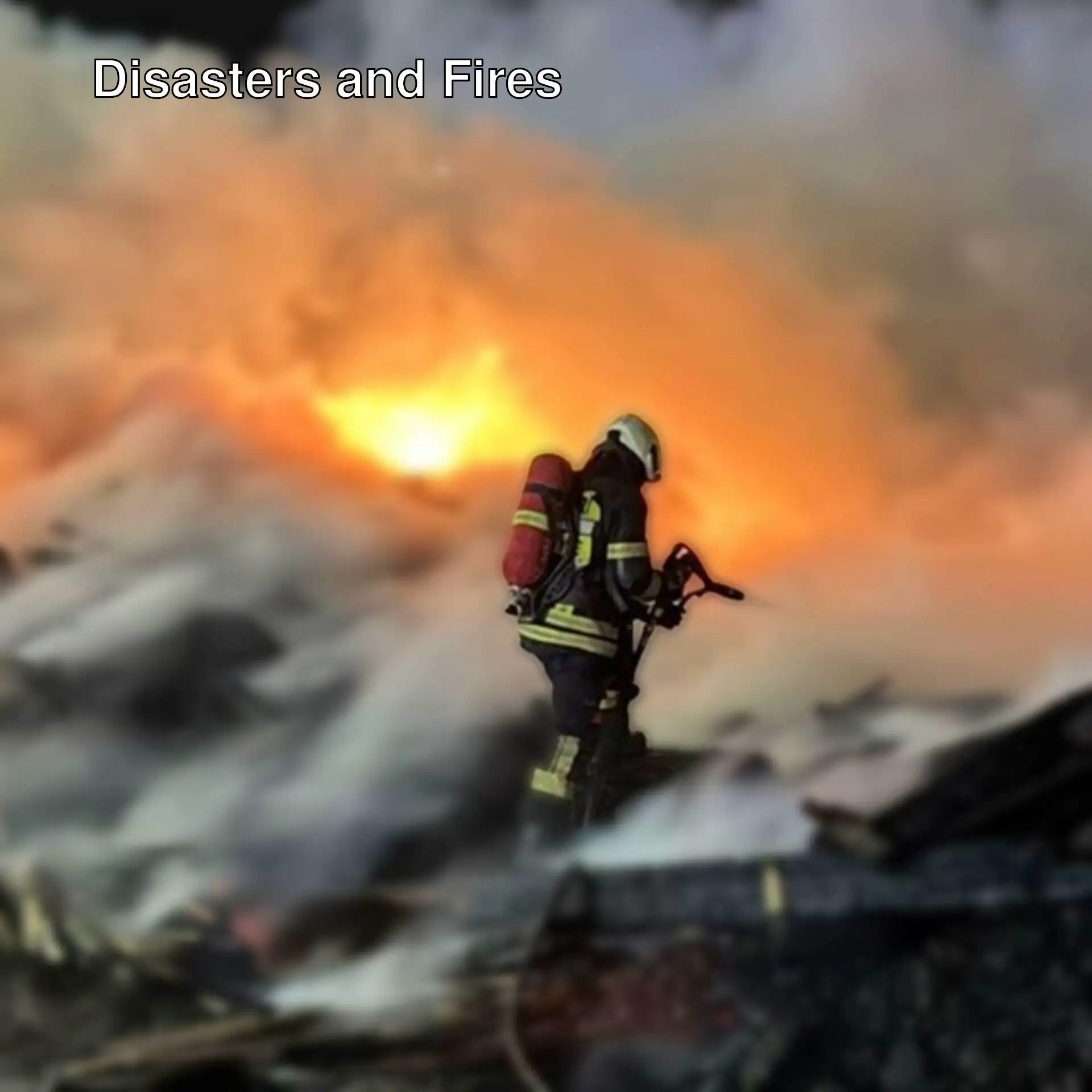 A firefighter battling a fire.