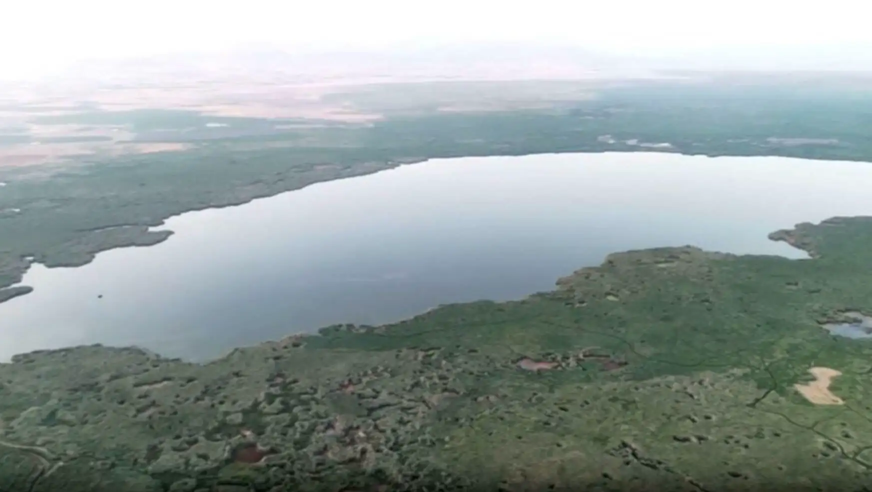 Aerial view of Eber Lake. Aerial view of Eber Lake.