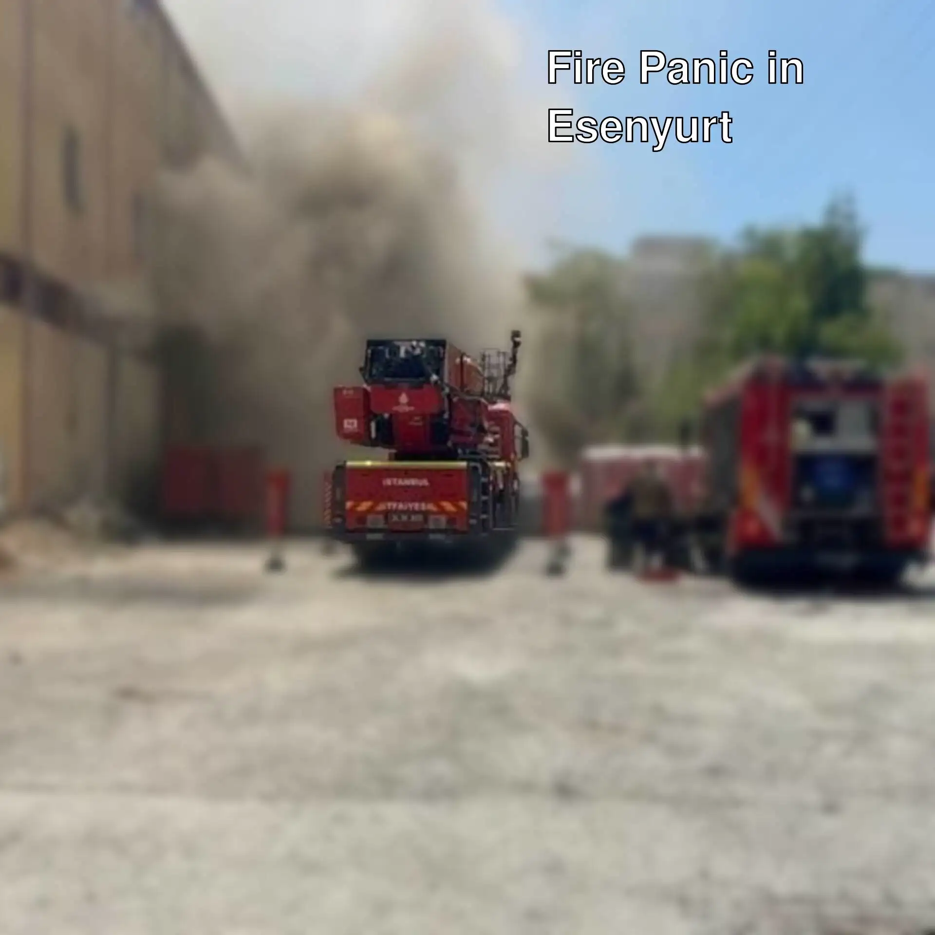 Building on fire in Esenyurt with fire truck. Building on fire in Esenyurt with fire truck.