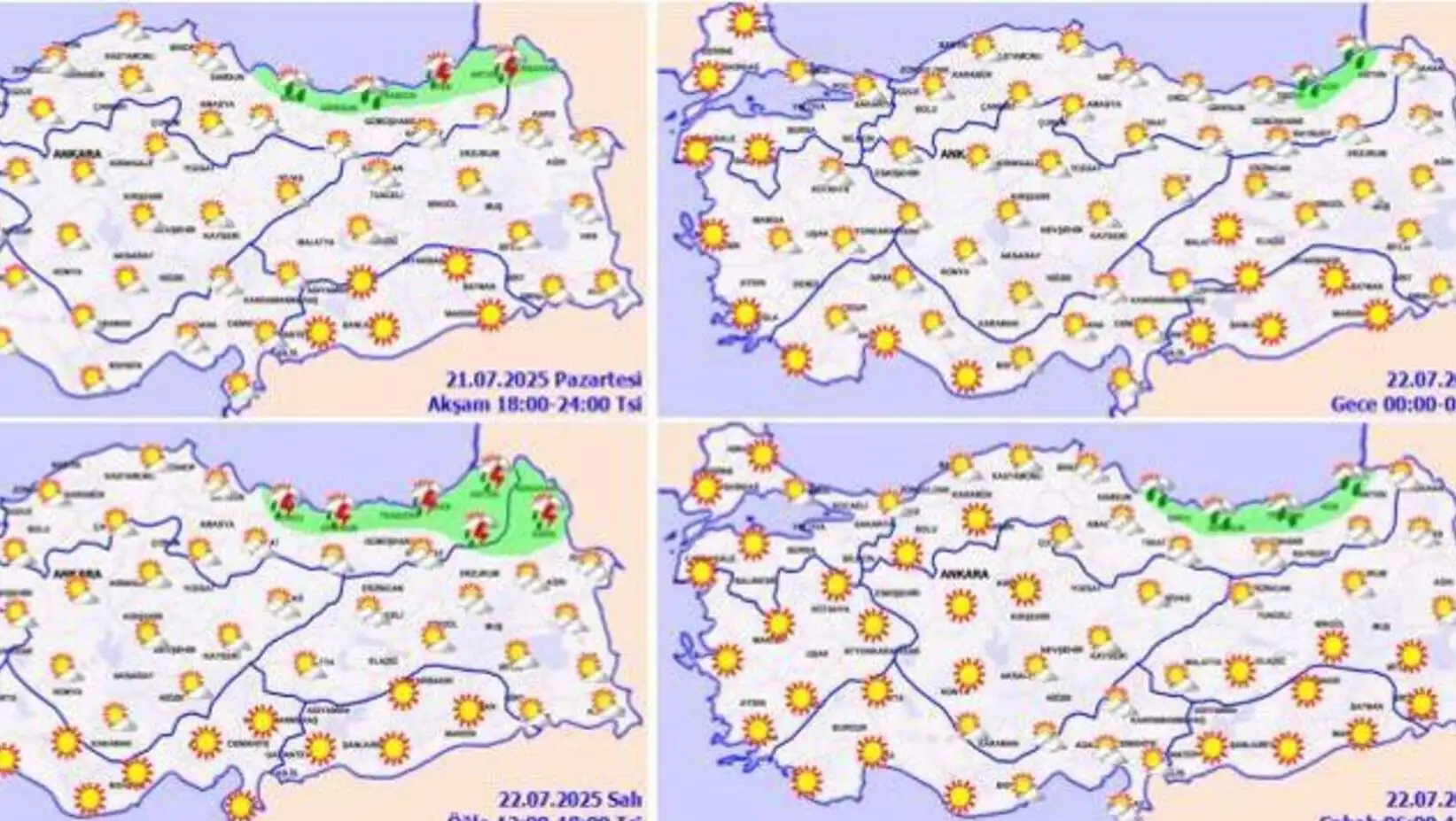 A collage of maps with weather forecasts. A collage of maps with weather forecasts.