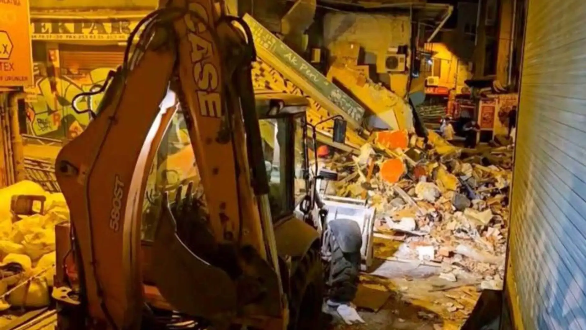 Cleaning operations continue after the explosion.
