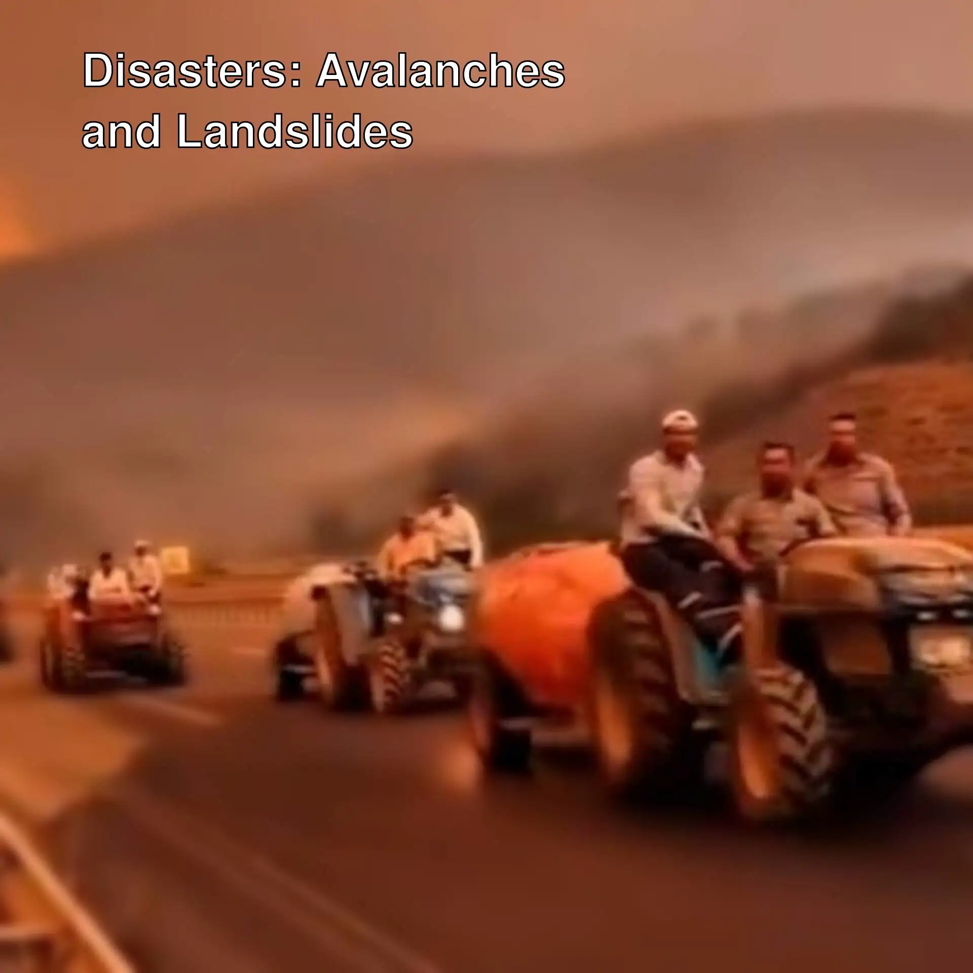 Farmers fighting fire with tractors. Farmers fighting fire with tractors.