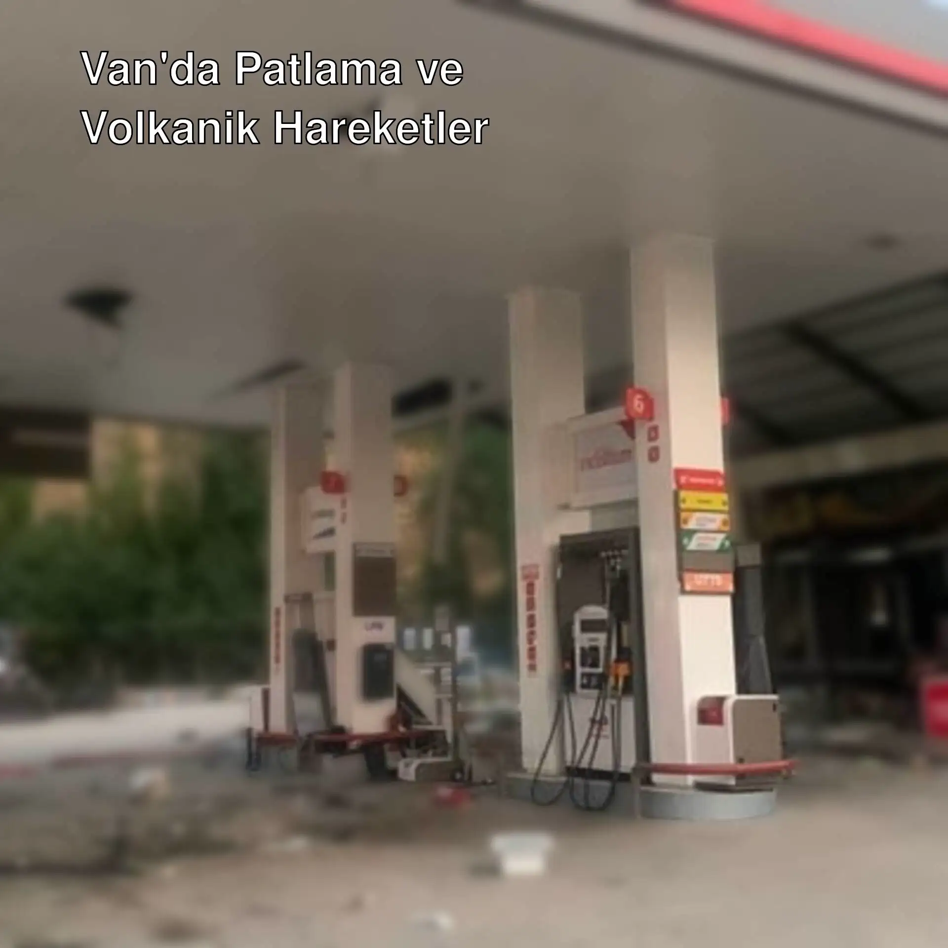 Van'da akaryakıt istasyonunda patlama sonrası hasar. Van'da akaryakıt istasyonunda patlama sonrası hasar.