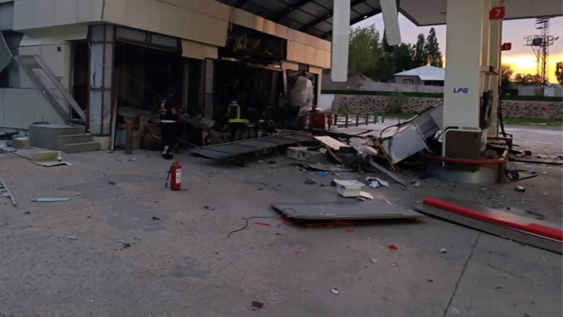Damage around the area after the explosion. Damage around the area after the explosion.