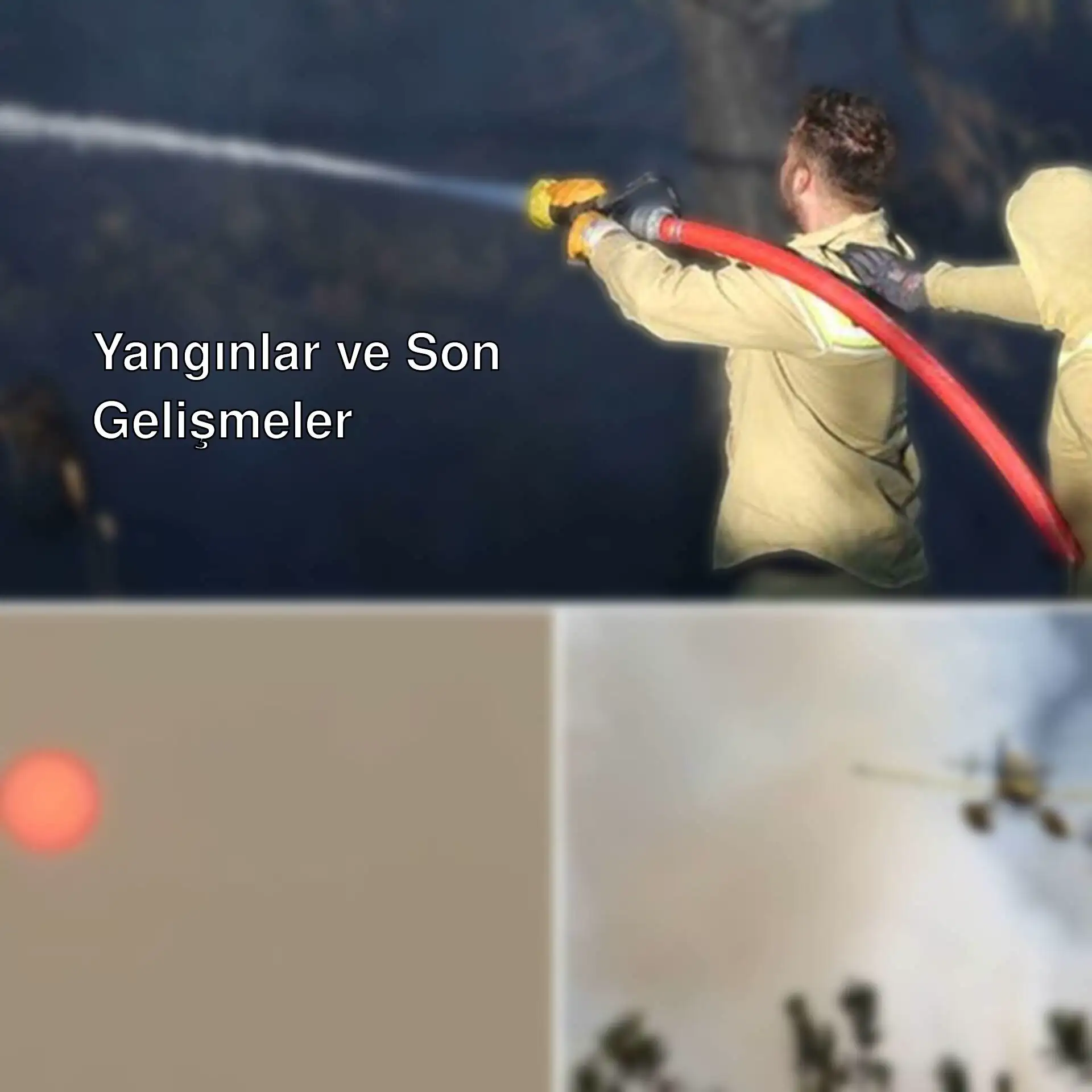 Bursa'daki orman yangınında itfaiye ekipleri su sıkarak yangına müdahale ediyor.