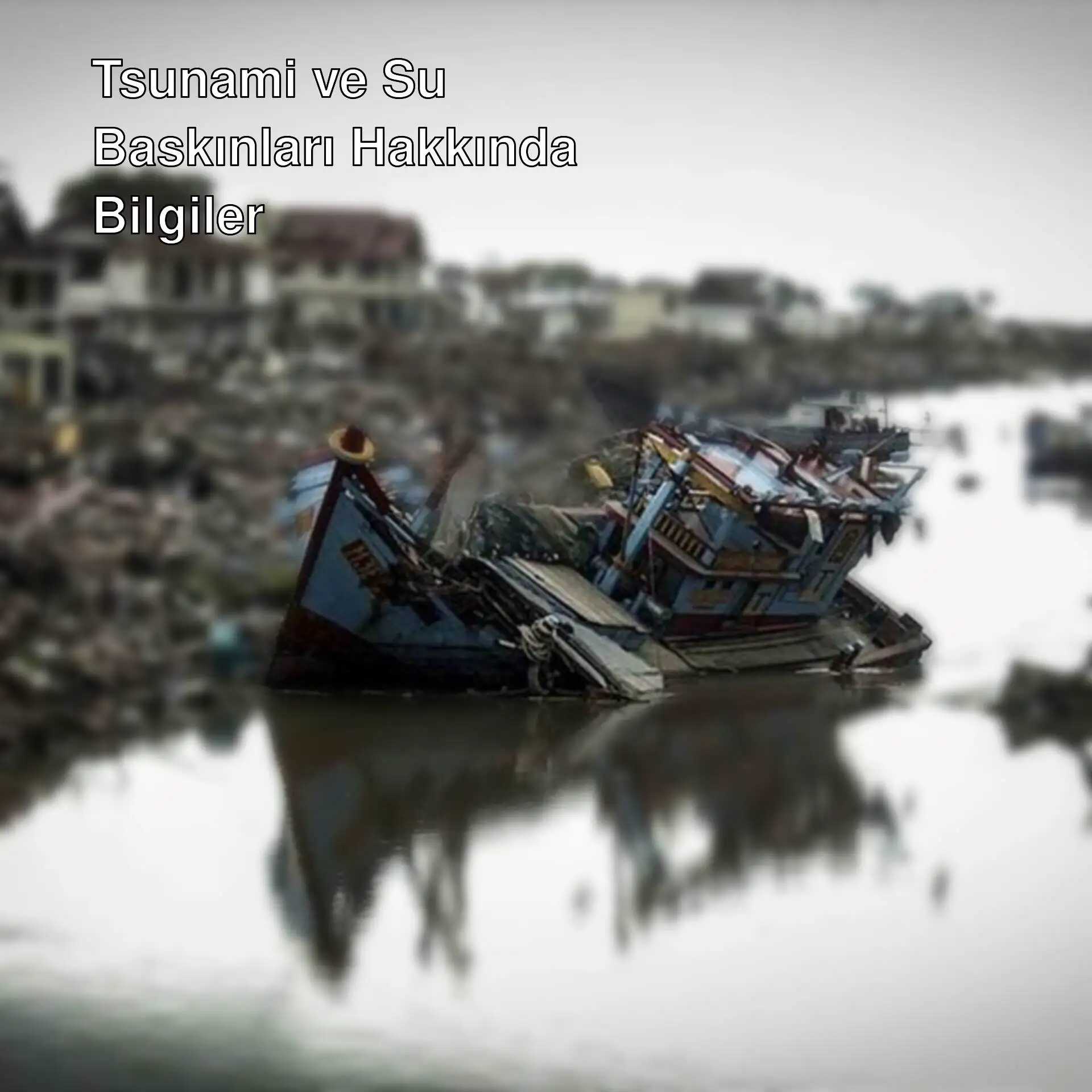 Suda batık bir tekne ile su baskını görüntüsü. Suda batık bir tekne ile su baskını görüntüsü.