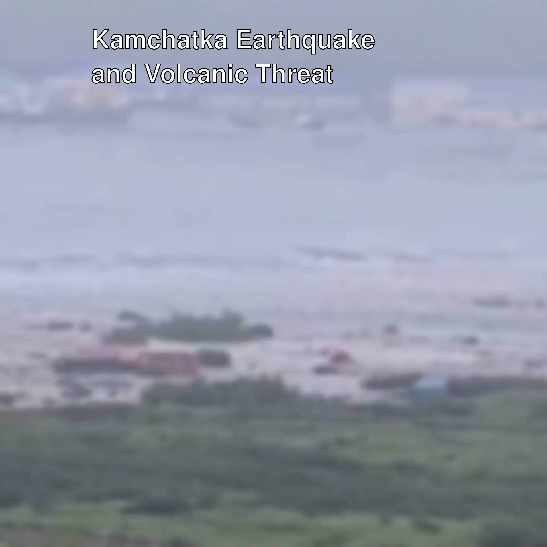 Tsunami waves in Kamchatka. A body of water with buildings in the background. Tsunami waves in Kamchatka. A body of water with buildings in the background.
