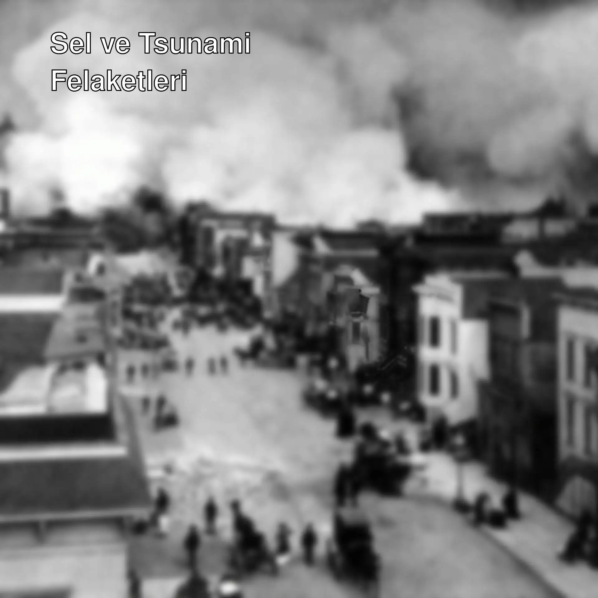 Bir deprem sonrası yıkılan bir şehir.