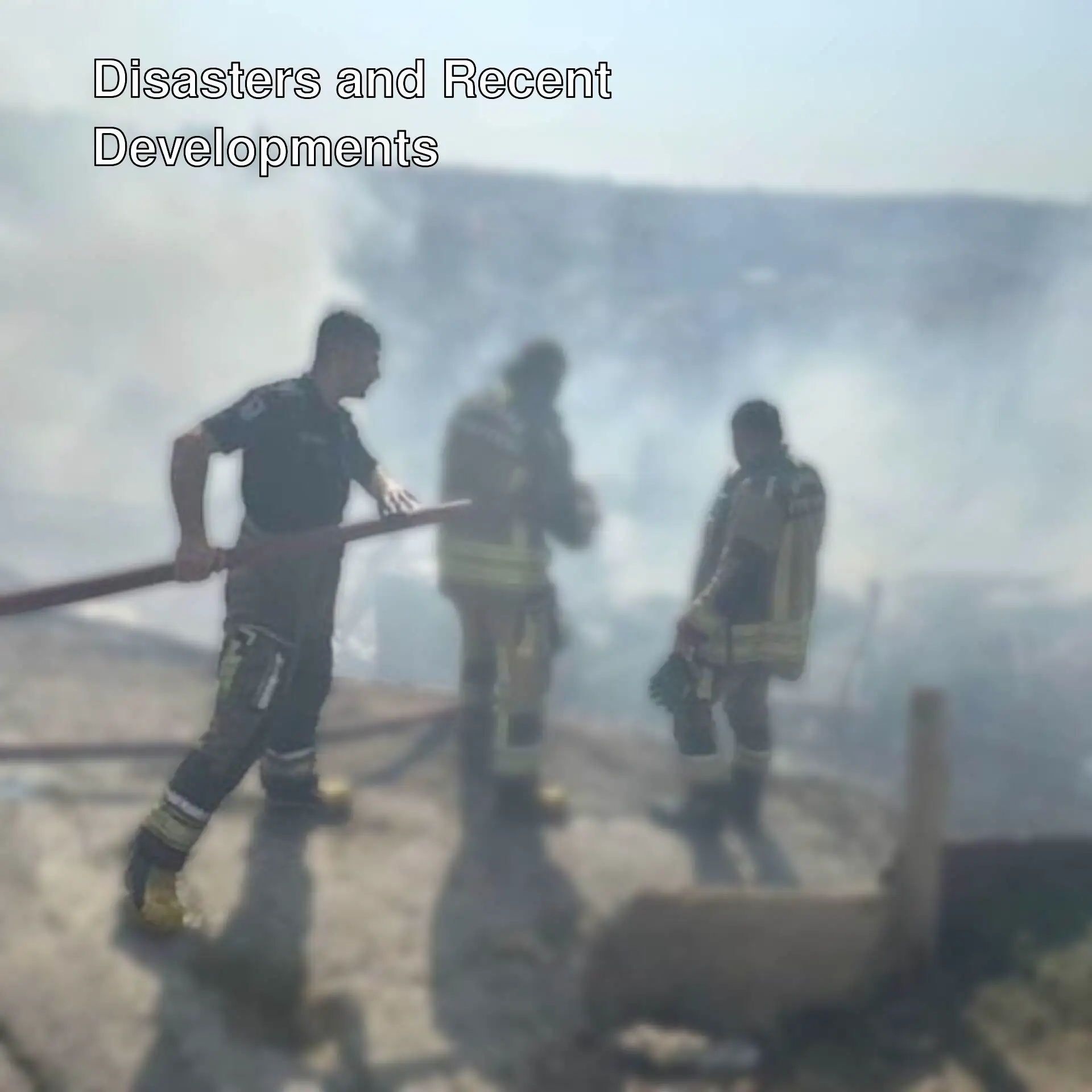 Firefighters working after the fire. Firefighters working after the fire.