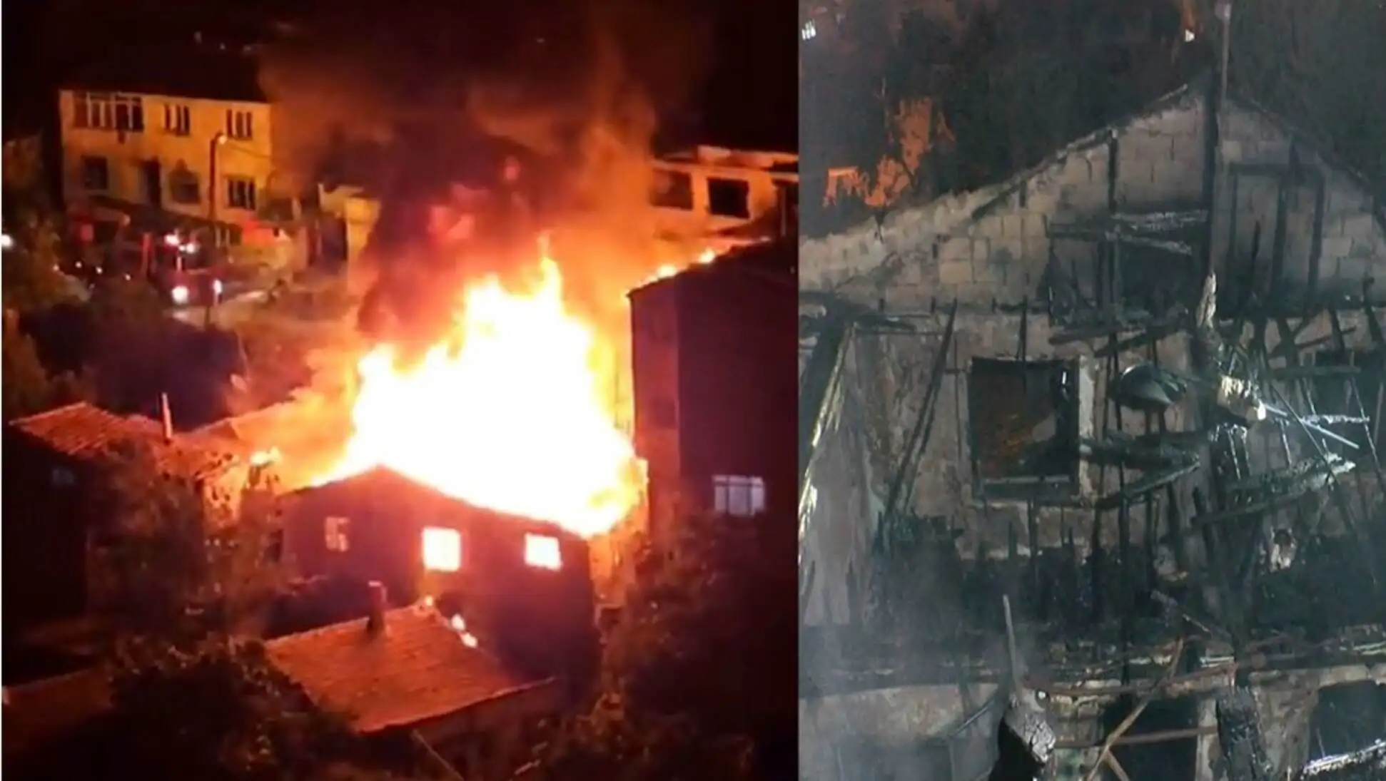 A building during the fire. A building during the fire.
