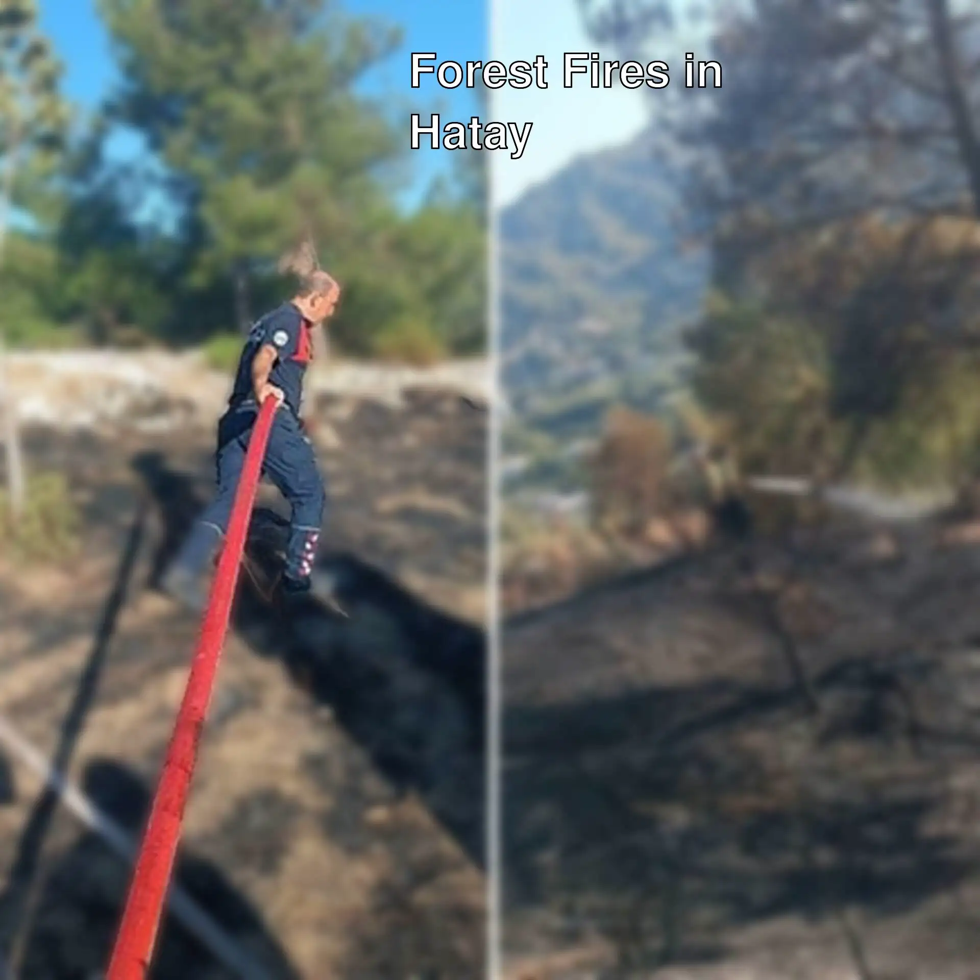 A firefighter during a forest fire in Hatay. A firefighter during a forest fire in Hatay.