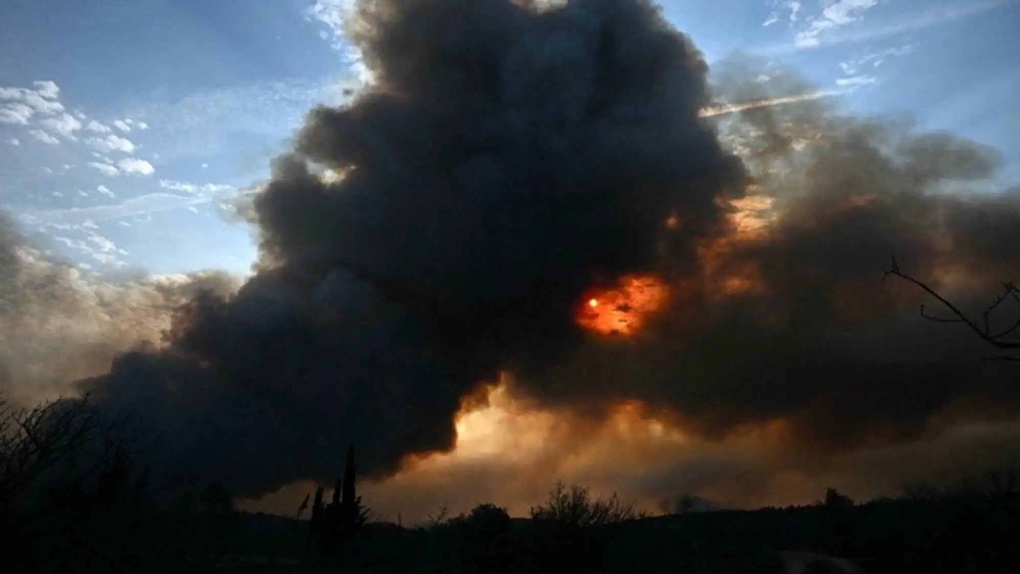 A large black cloud of smoke.