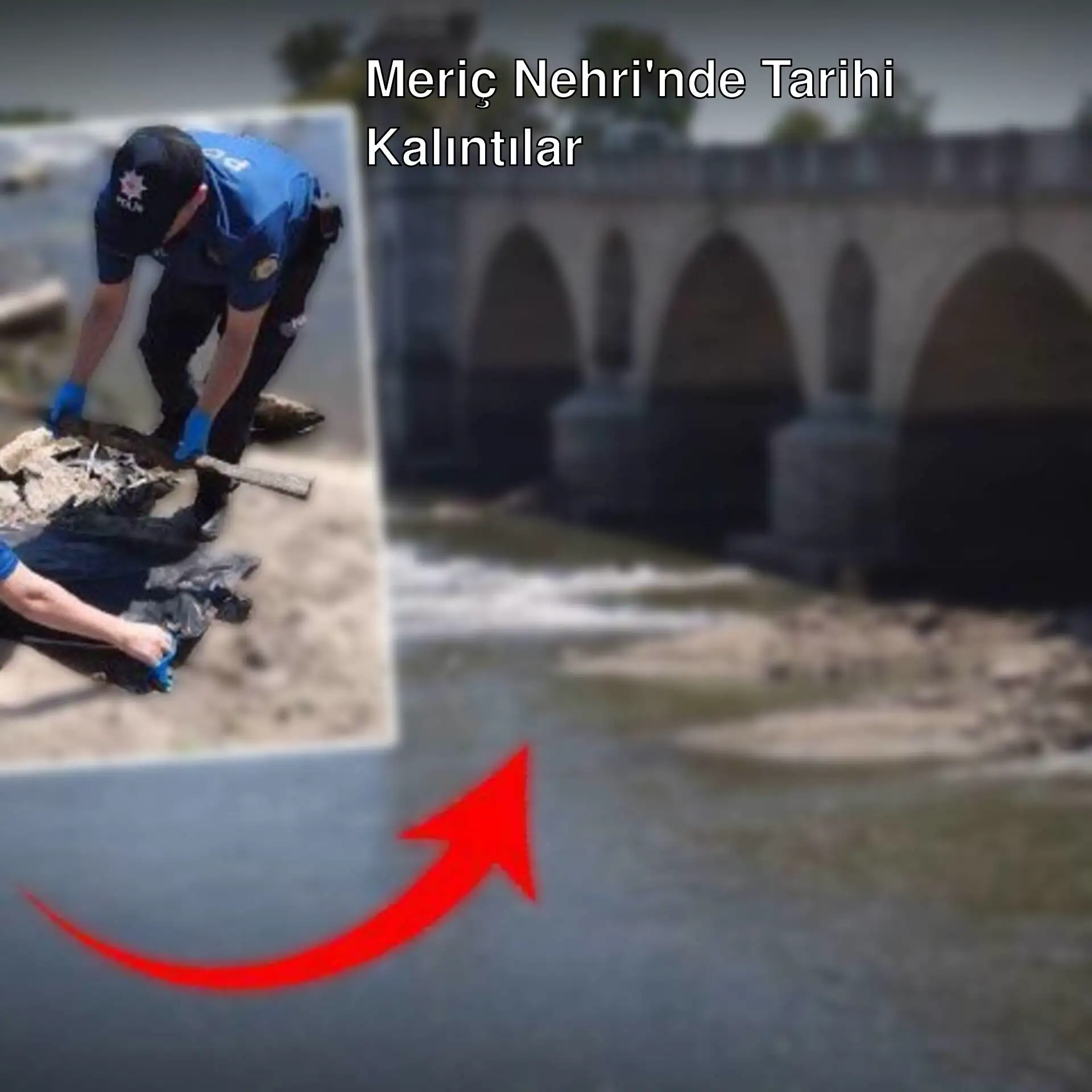 Meriç Nehri'nde bir adam kumda kazı yapıyor.