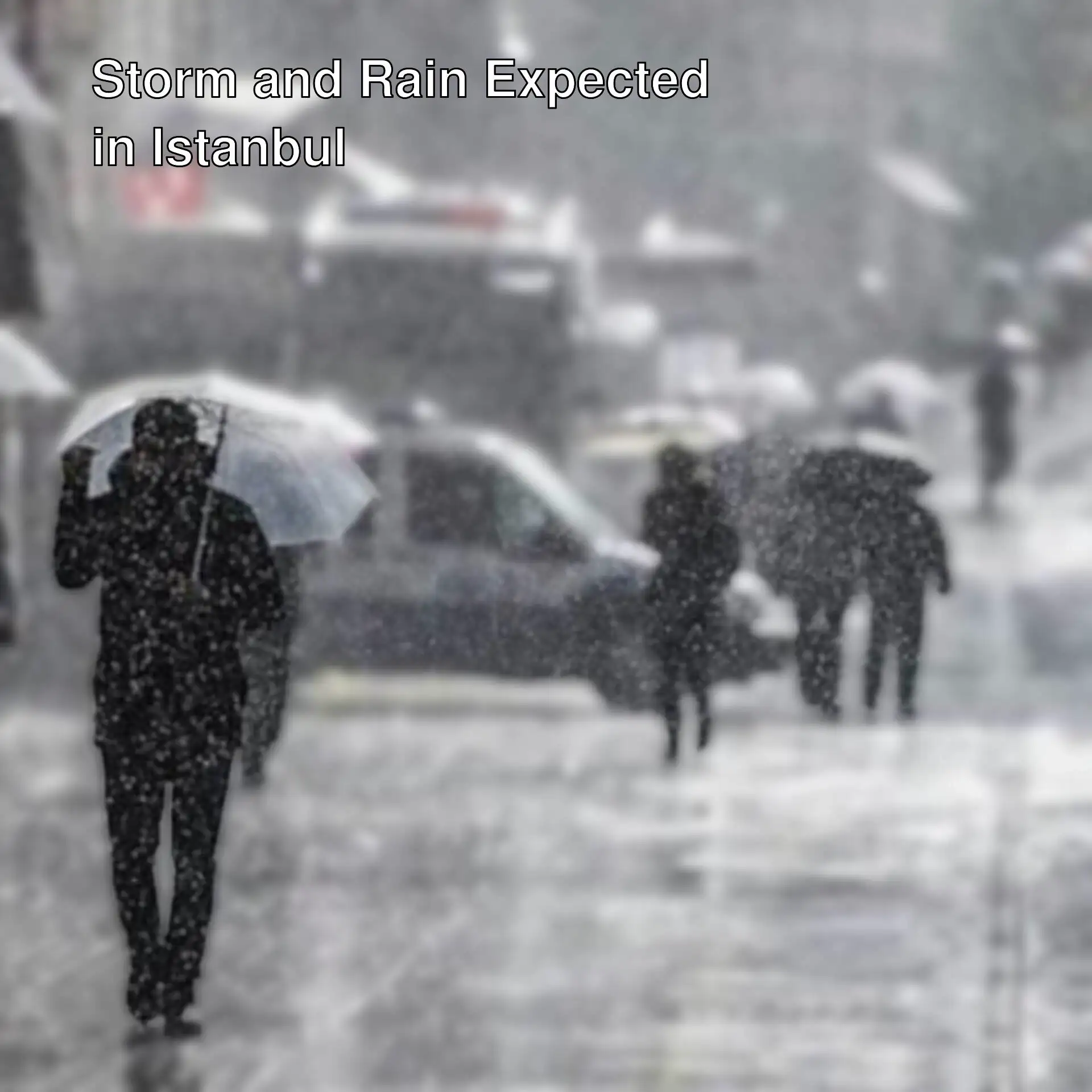 People walking in the rain in Istanbul