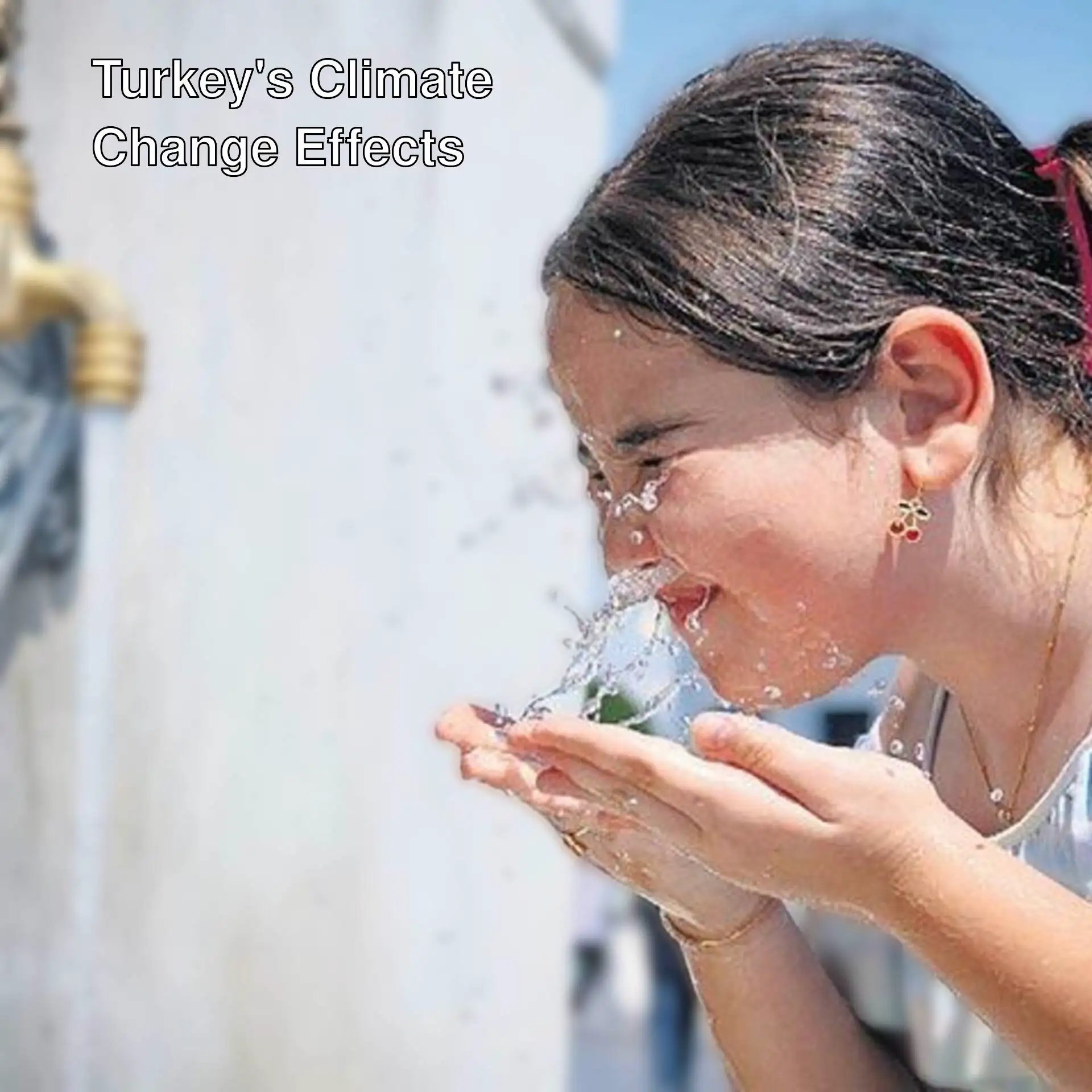 A girl drinking water from a fountain. A girl drinking water from a fountain.
