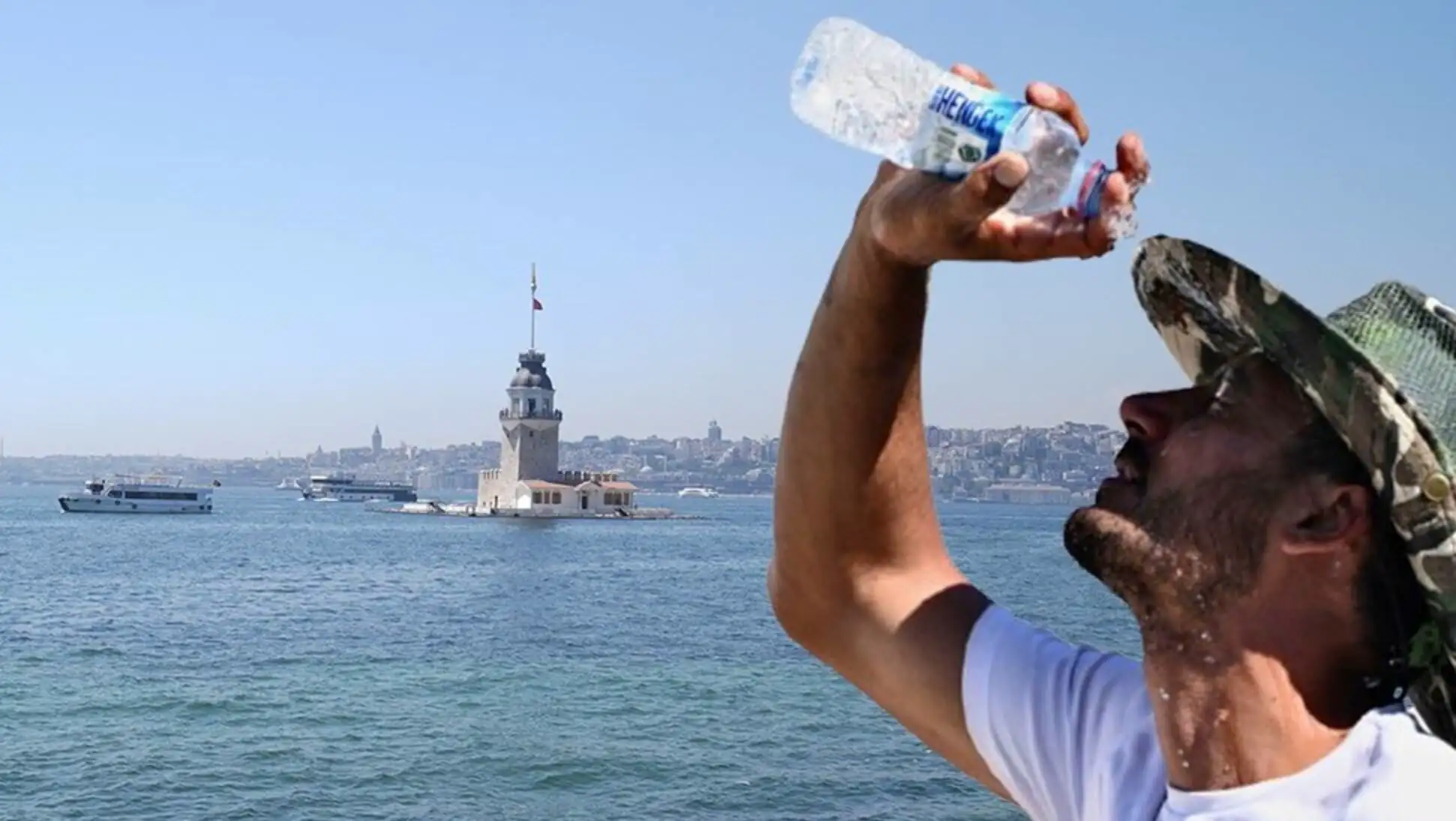 A man pouring water. A man pouring water.