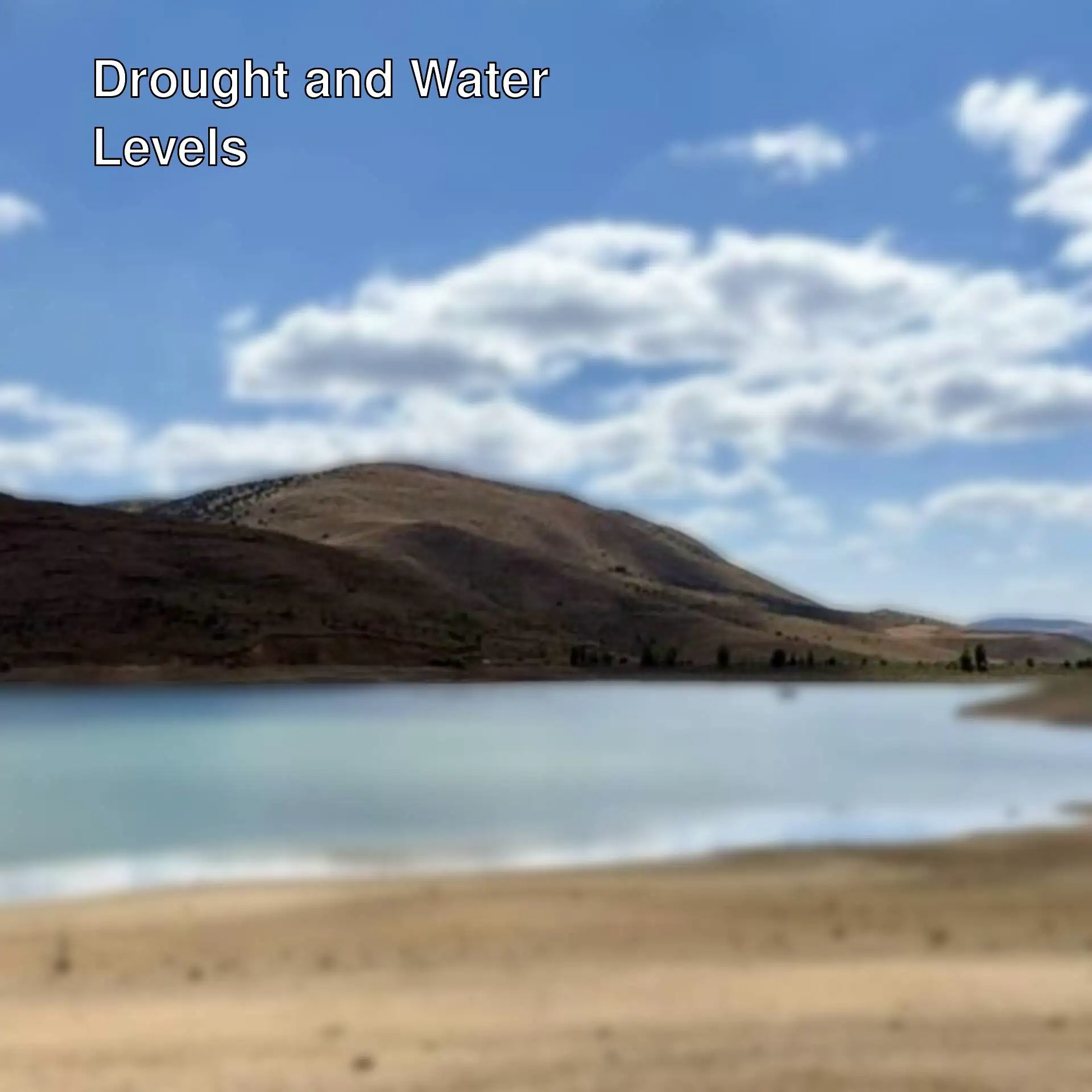 A lake affected by drought with lowered water levels.