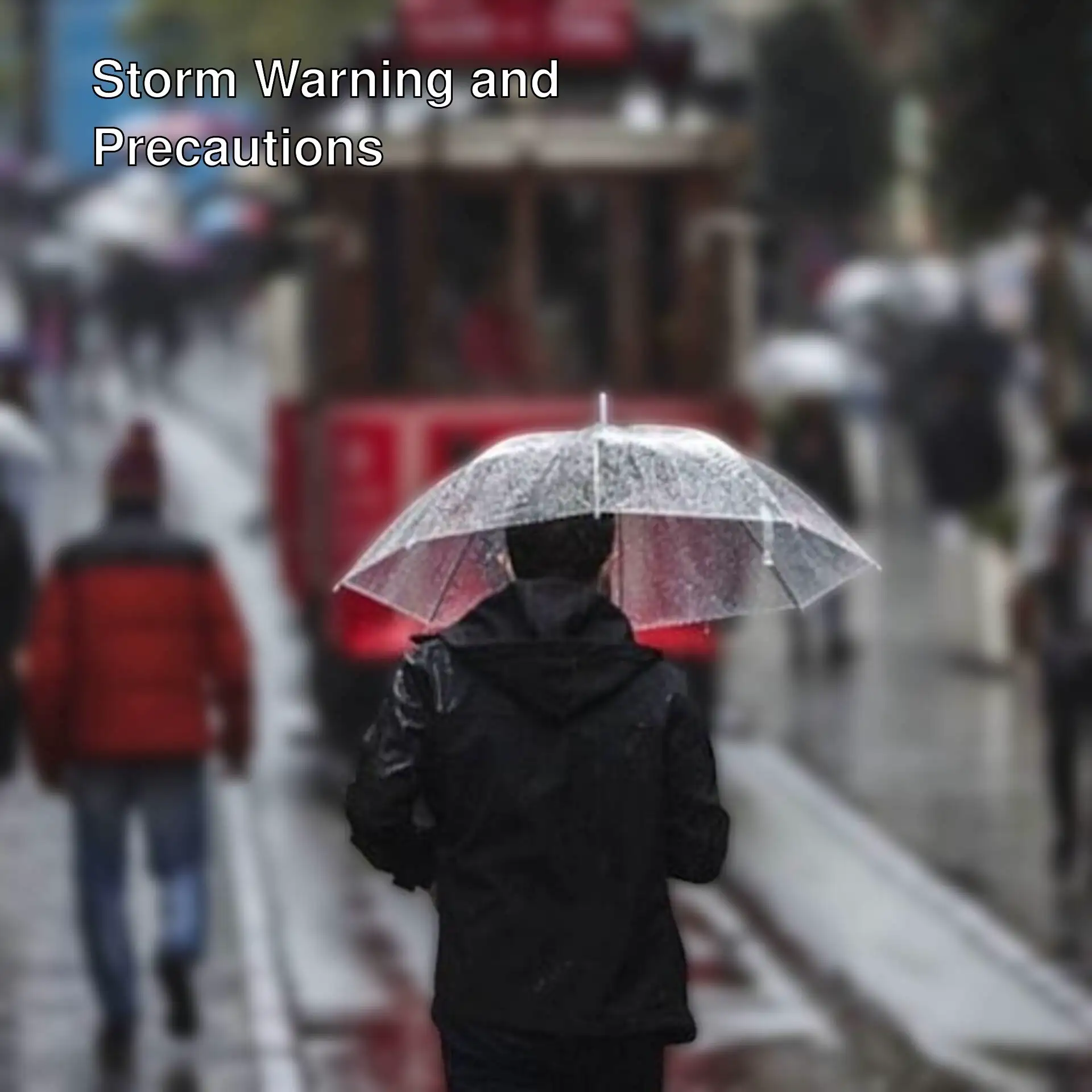 Storm warning in Istanbul. A person holding an umbrella.