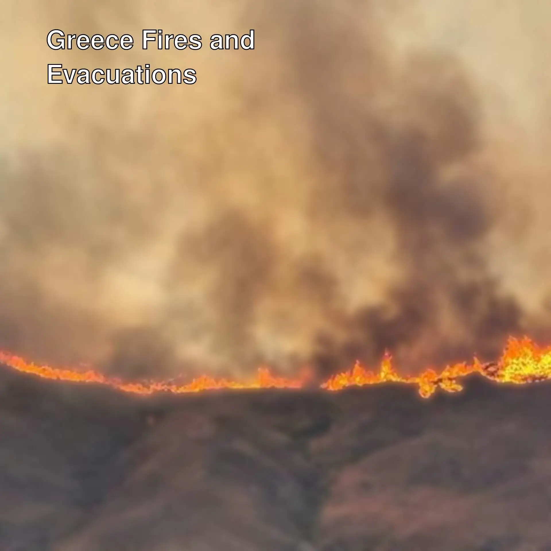 A fire on a mountain in Greece A fire on a mountain in Greece