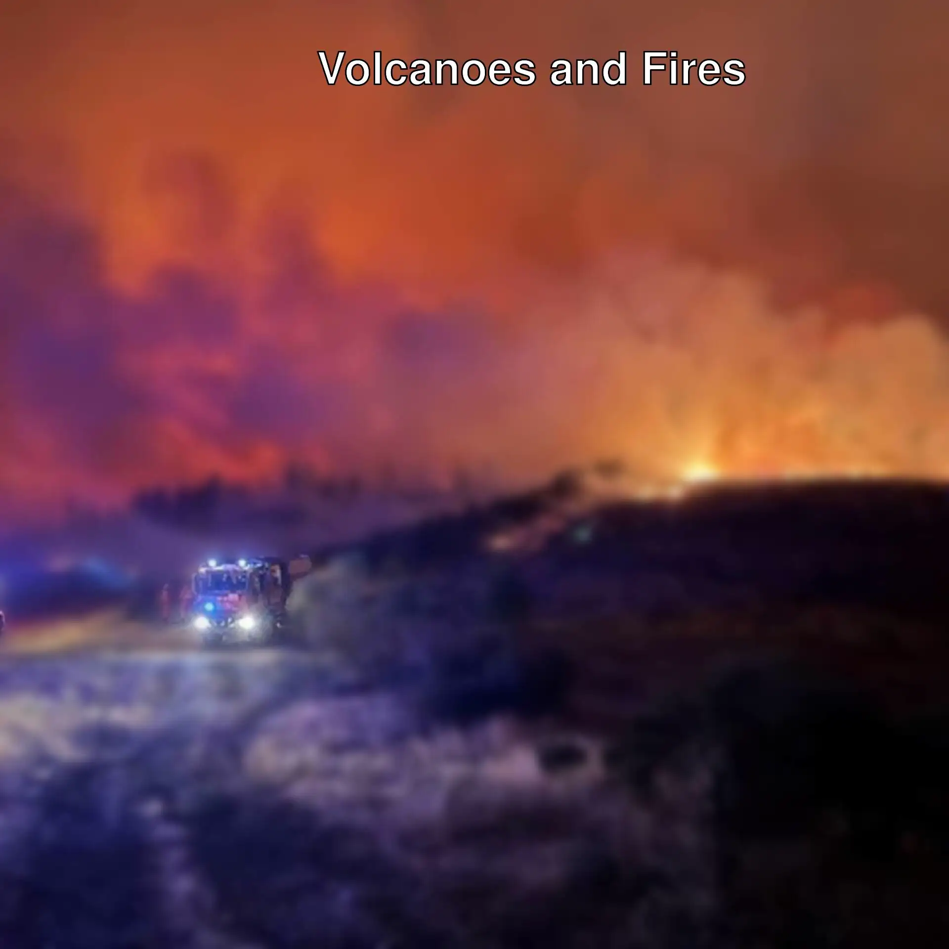 A fire on a hill at night. A fire on a hill at night.