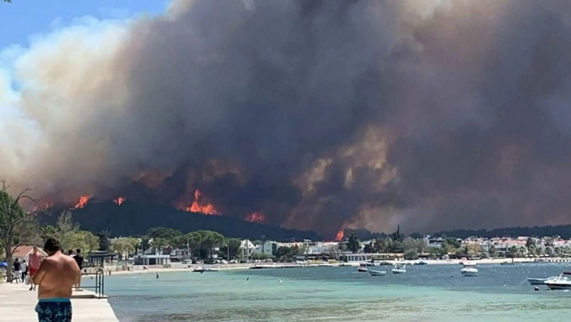 A large fire in the distance. A large fire in the distance.