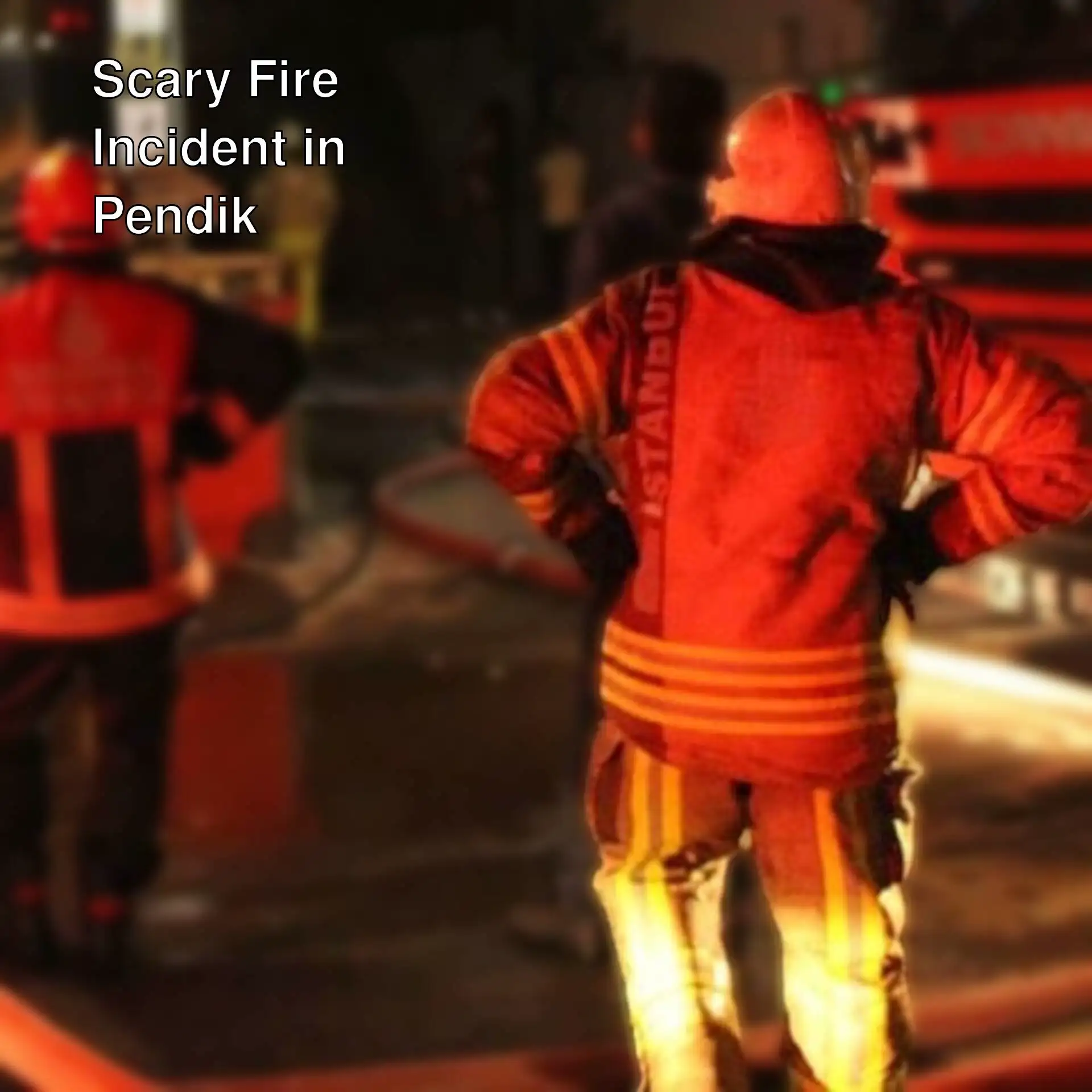 Firefighters during fire extinguishing operations. Firefighters during fire extinguishing operations.