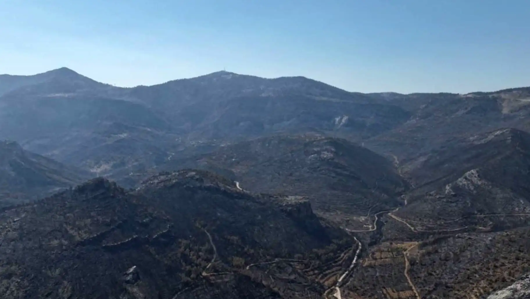 Aerial view of the burned area.