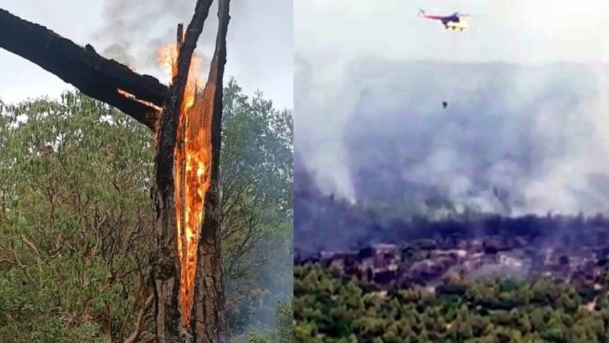 Fire caused by lightning. Fire caused by lightning.