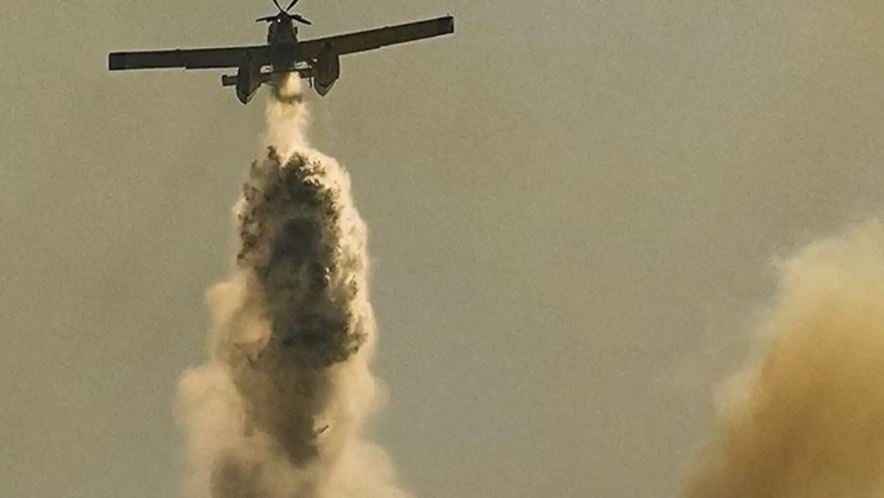 Aerial firefighting operations in progress. Aerial firefighting operations in progress.