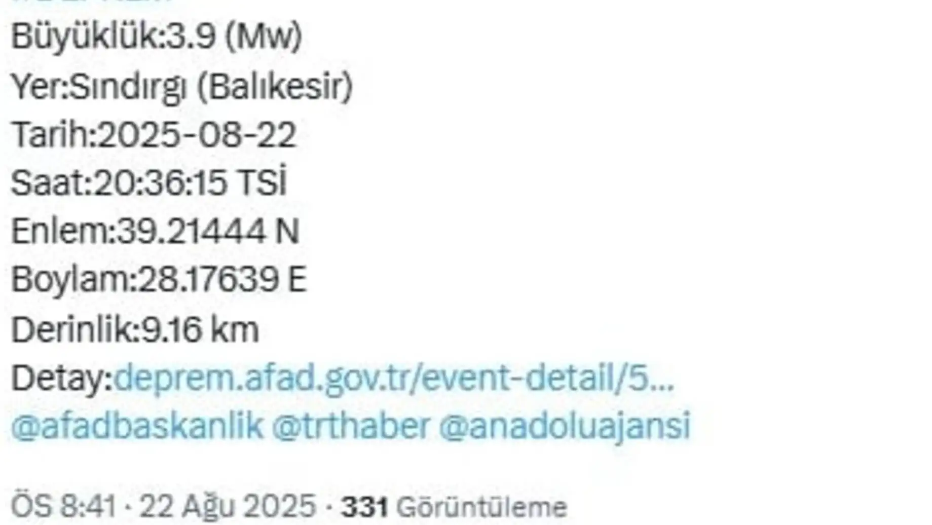 Social media post about flooding in Balıkesir. Social media post about flooding in Balıkesir.