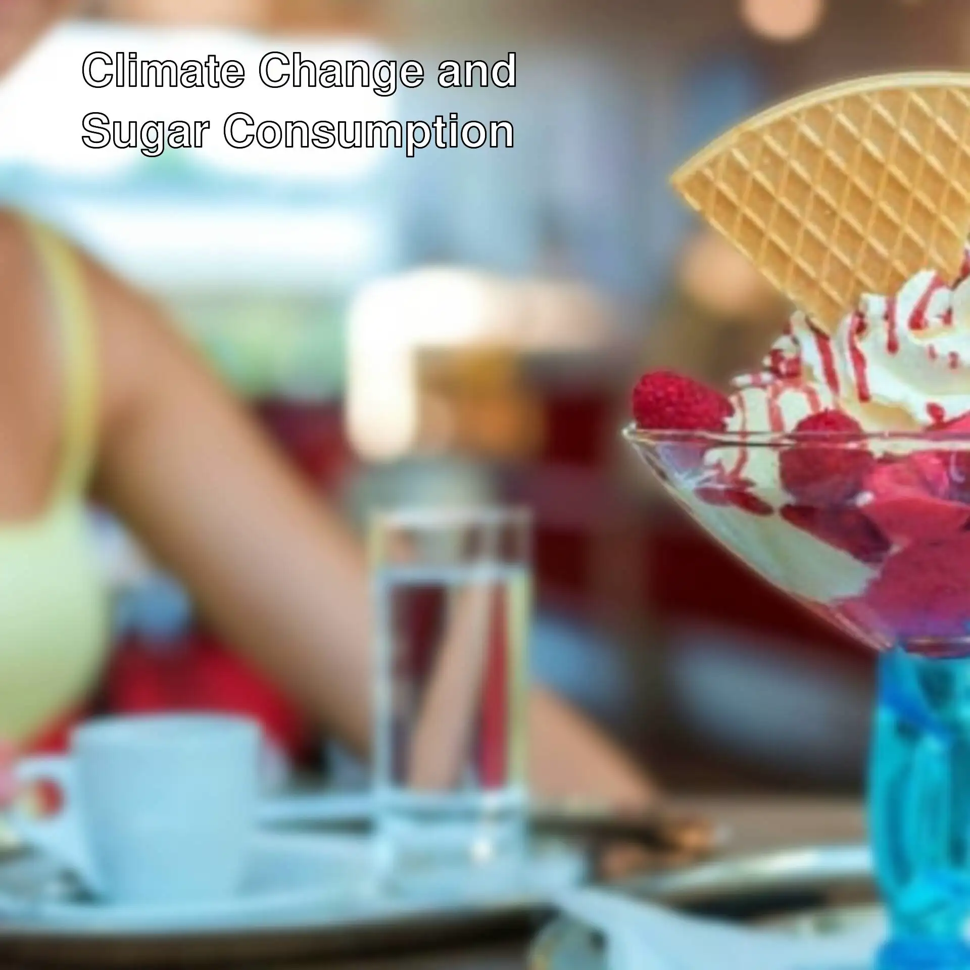 A woman sitting at a table with a cup of water and ice cream. A woman sitting at a table with a cup of water and ice cream.