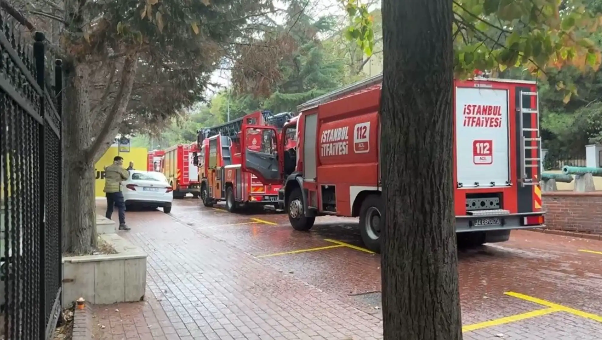 Firefighters working at the scene.