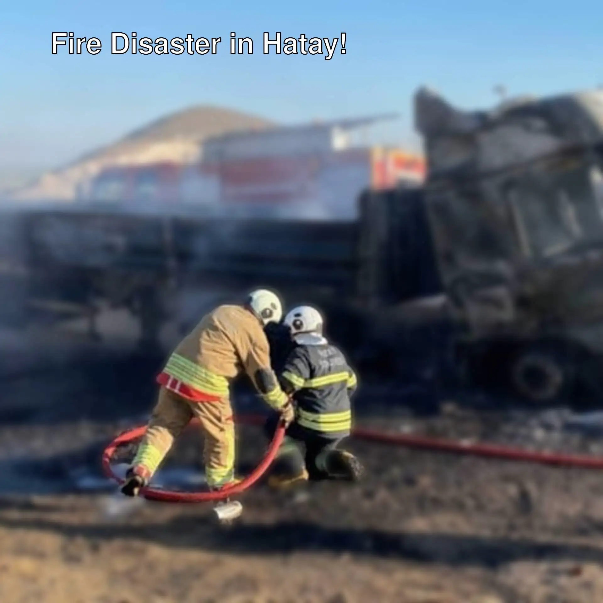 Firefighters working on a fire. Firefighters working on a fire.