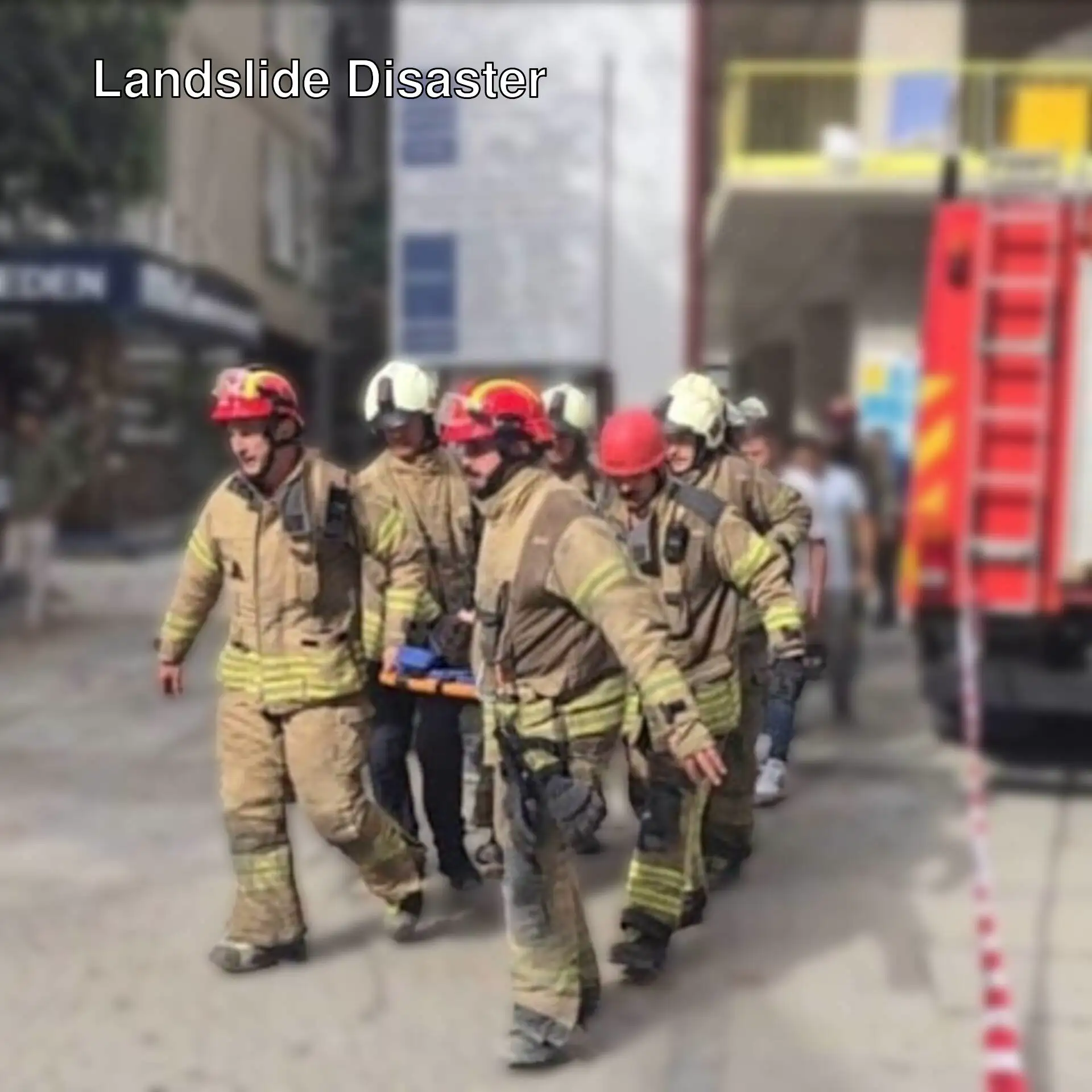 Health teams intervene for workers injured in the landslide in Istanbul.