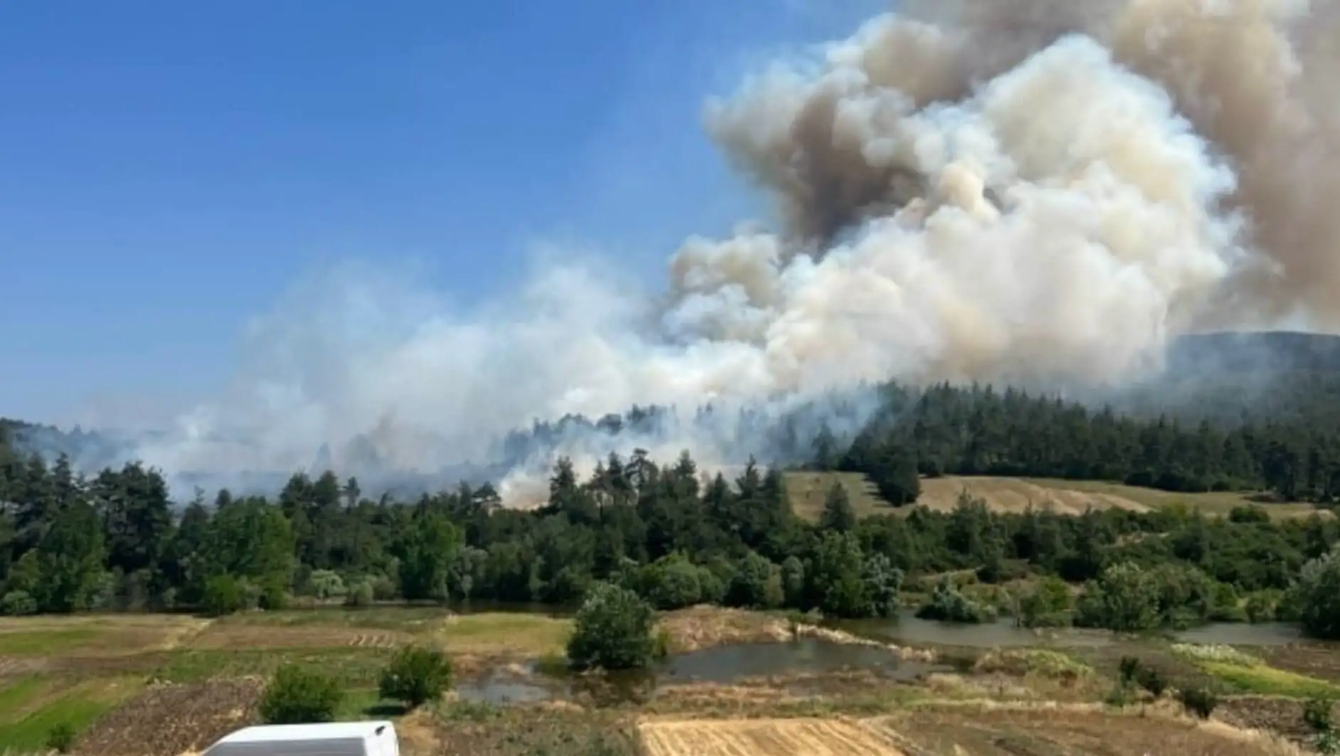Smoke from a forest fire in Bursa.