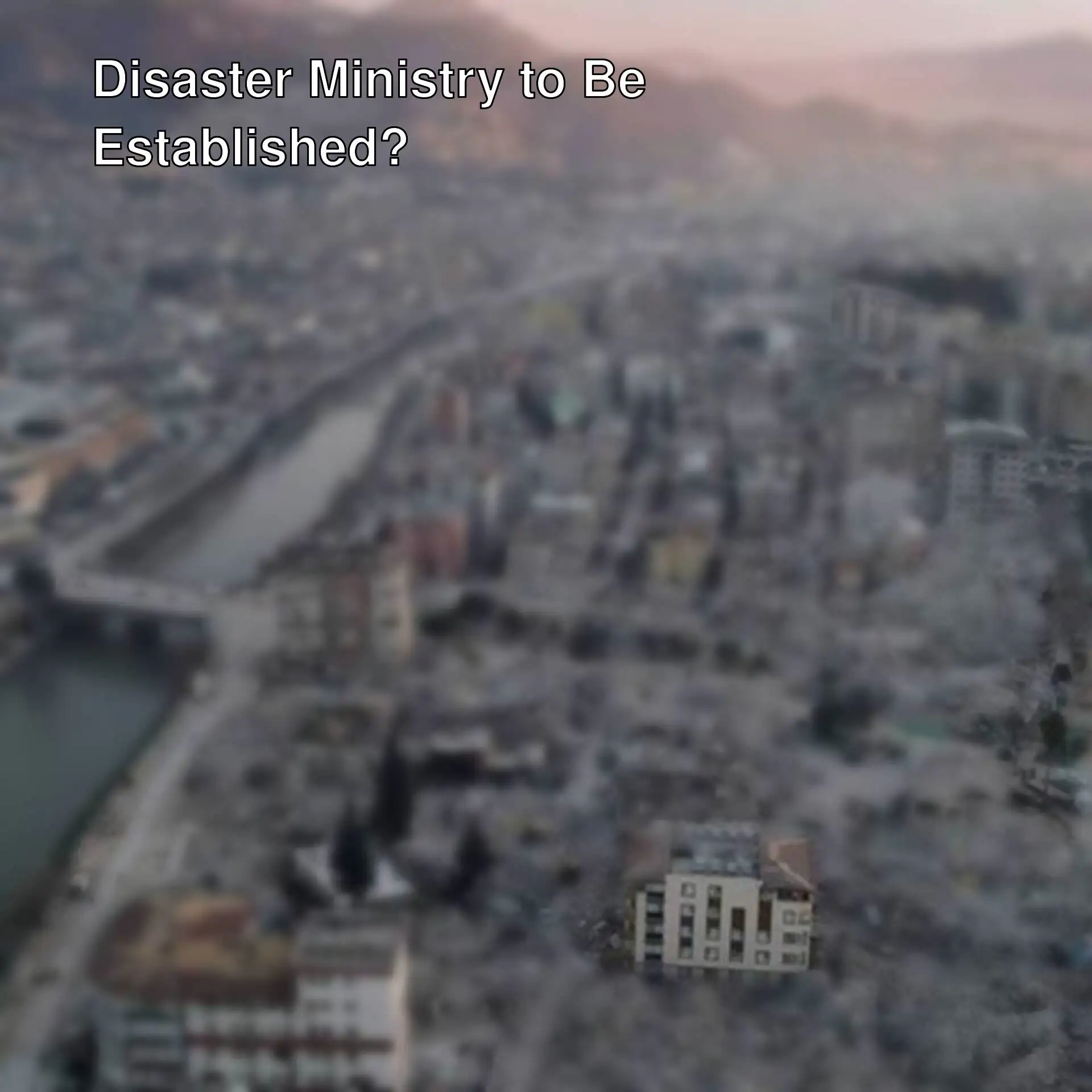 A city with debris and a river.