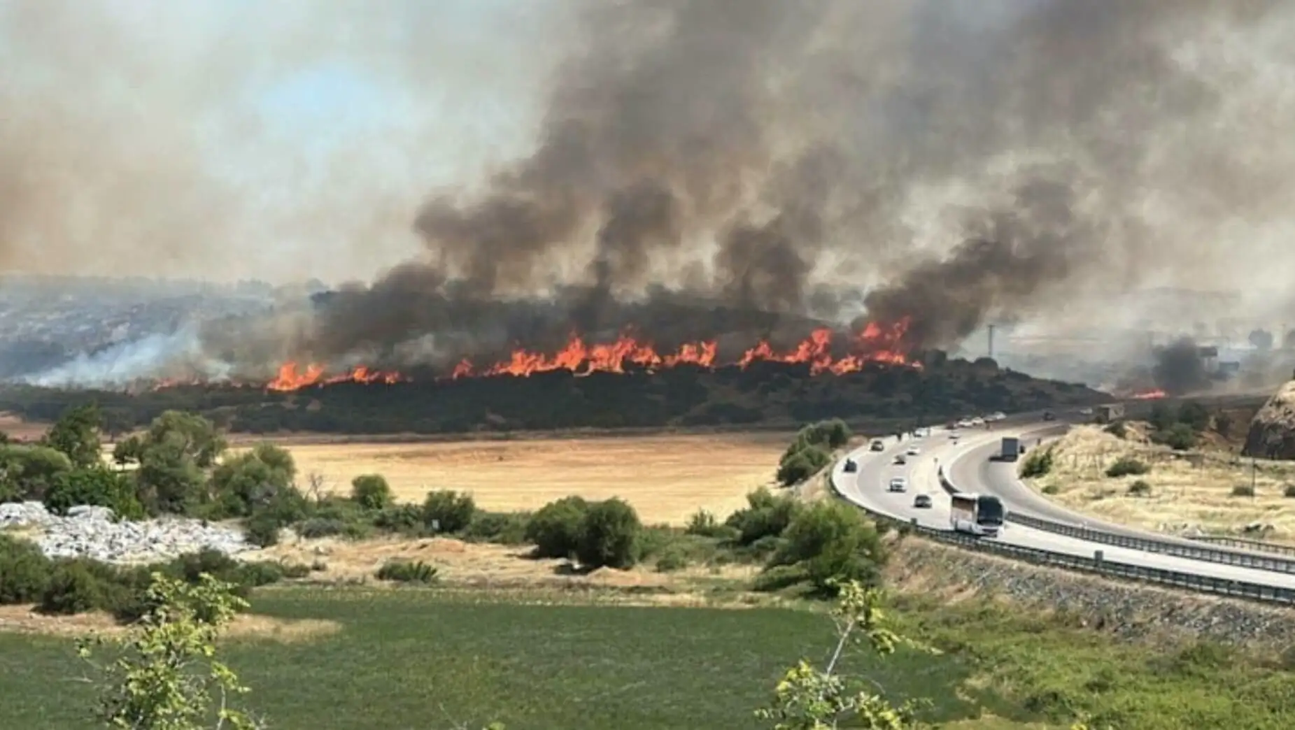 A group of people fighting against the fire. A group of people fighting against the fire.