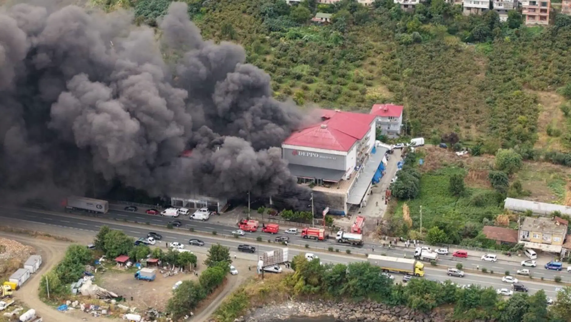 Firefighters during the firefighting efforts. Firefighters during the firefighting efforts.