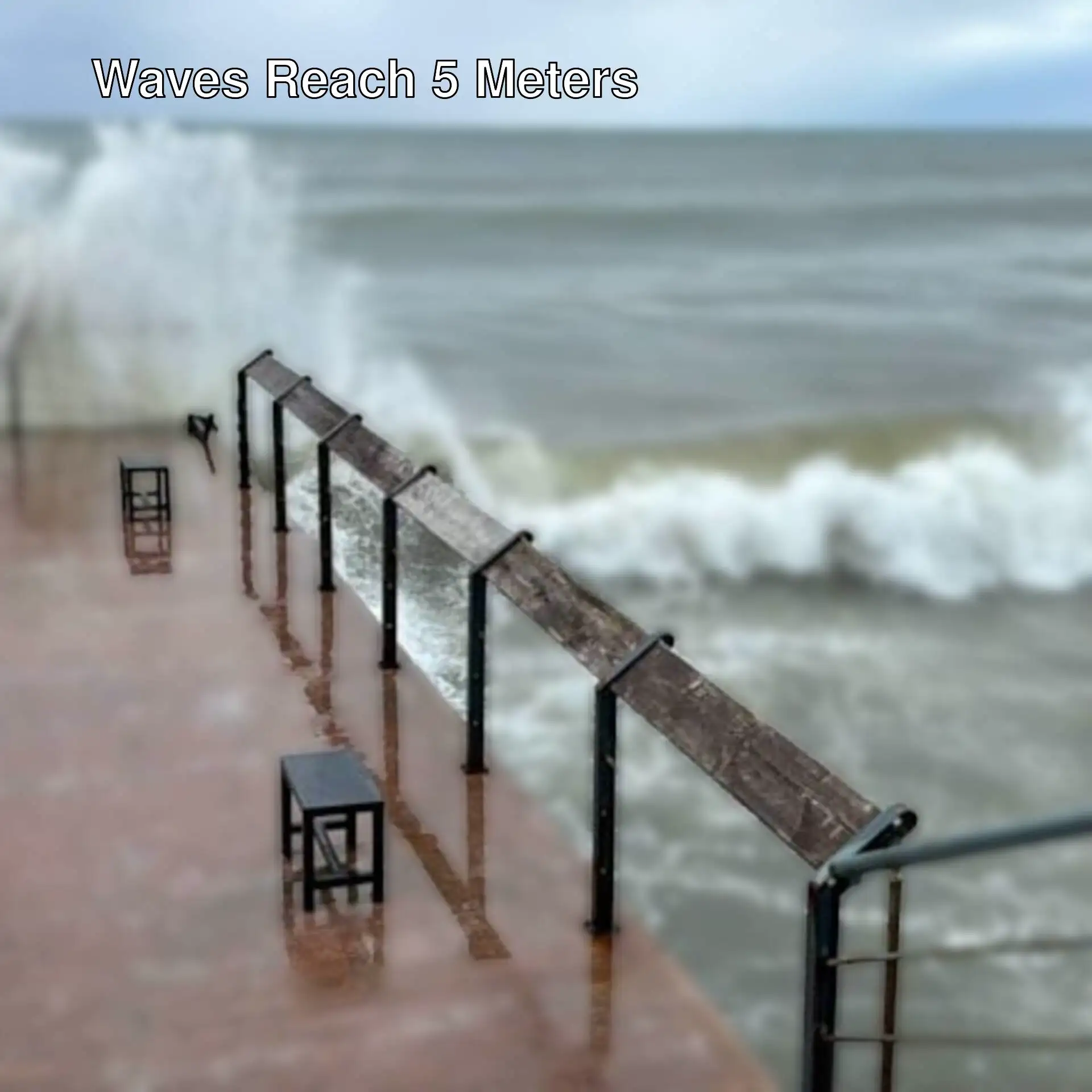 Waves crashing on a pier
