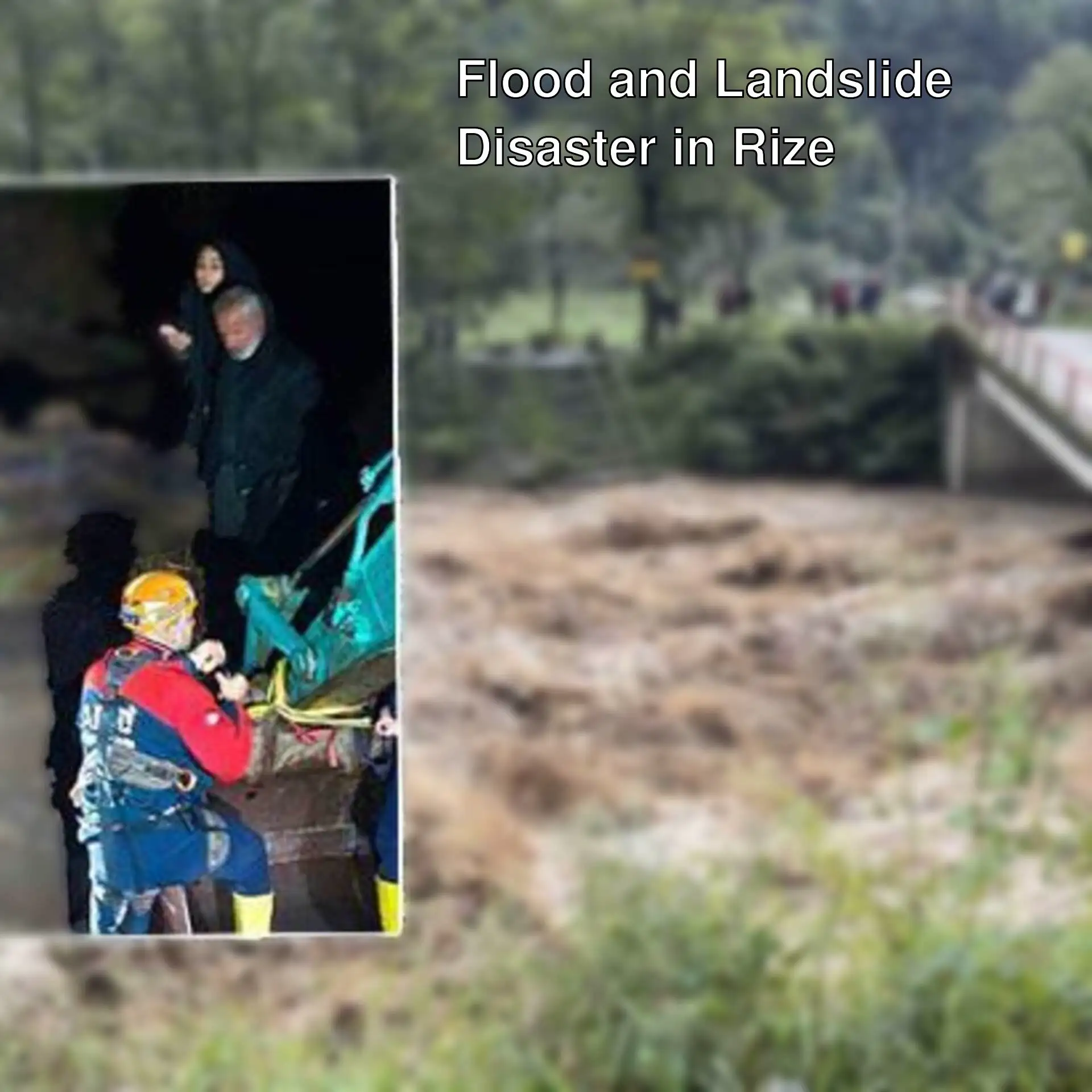 Rescue operations after flood and landslide in Rize.