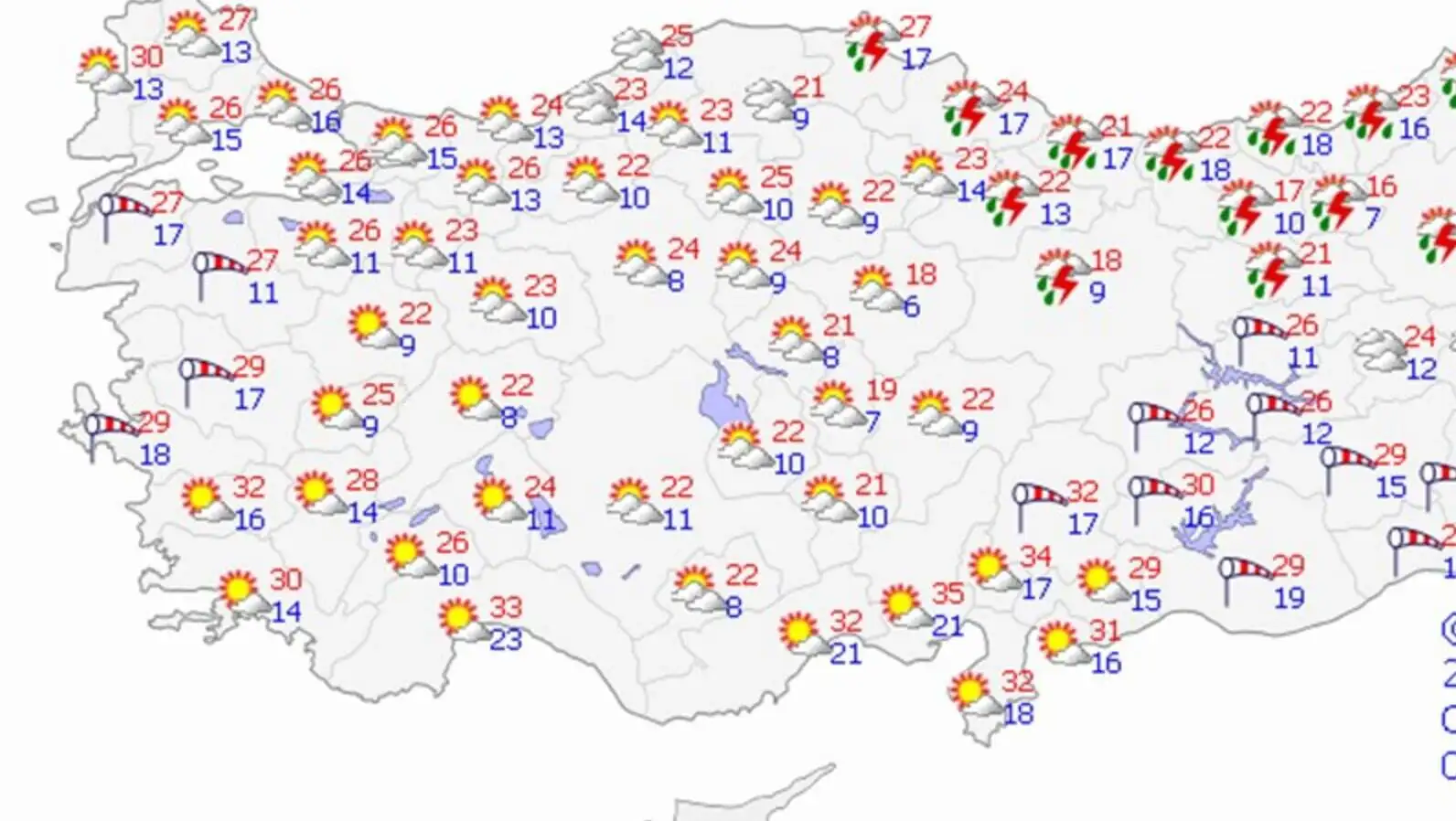 A weather forecast map.