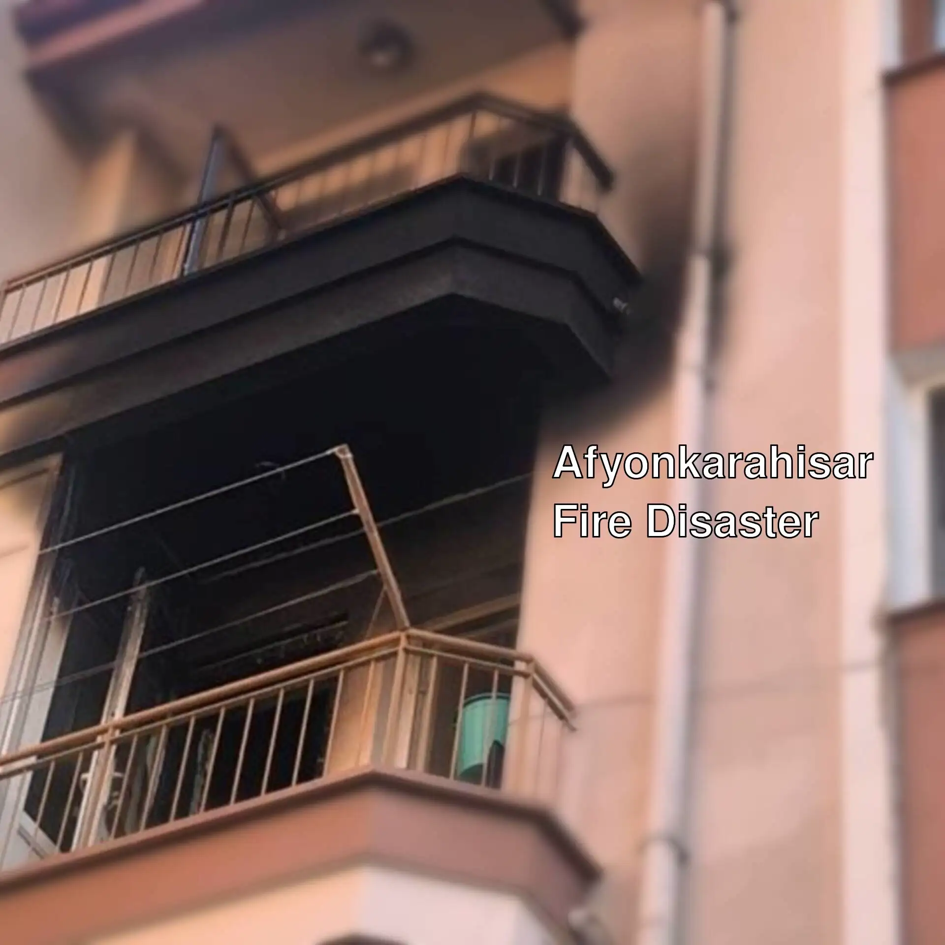 Post-fire image. A balcony of an apartment.