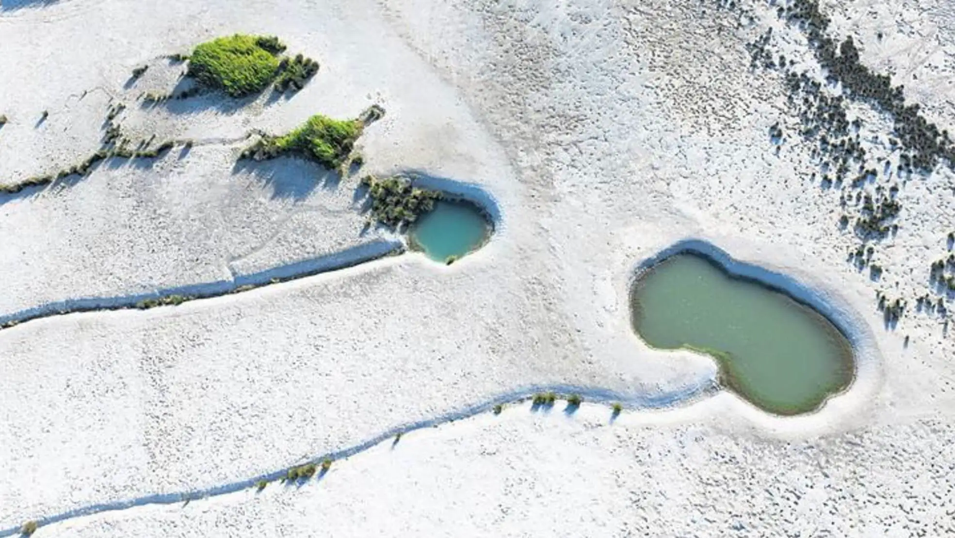 Aerial view of drying lakes. Aerial view of drying lakes.