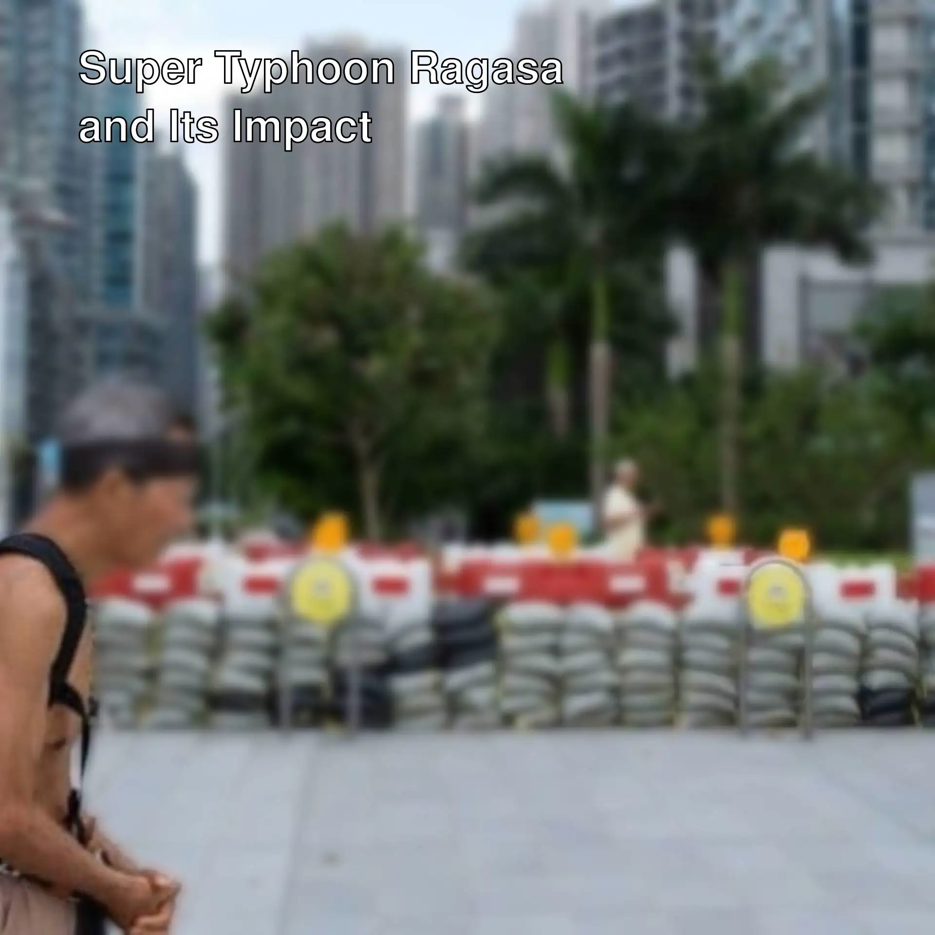 People walking in Hong Kong during Super Typhoon Ragasa.