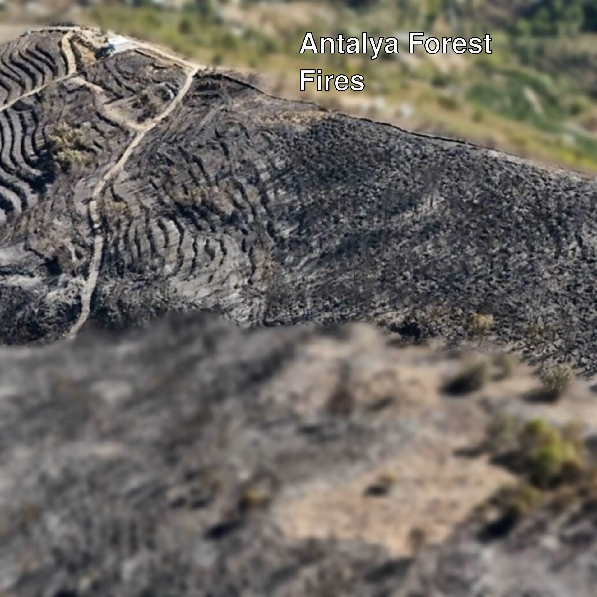 Aerial view of the forest fires in Antalya.