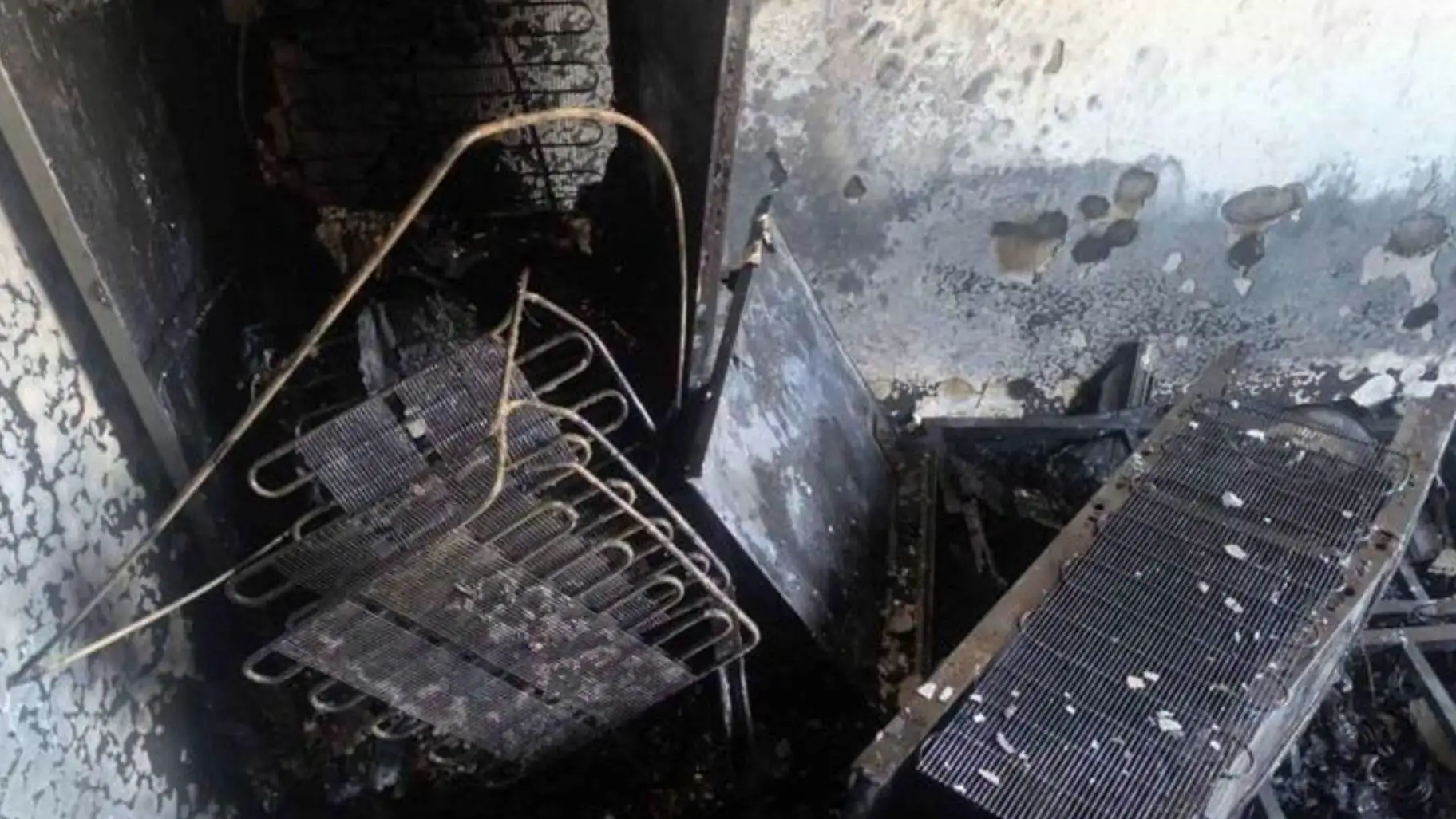 A room damaged by fire.