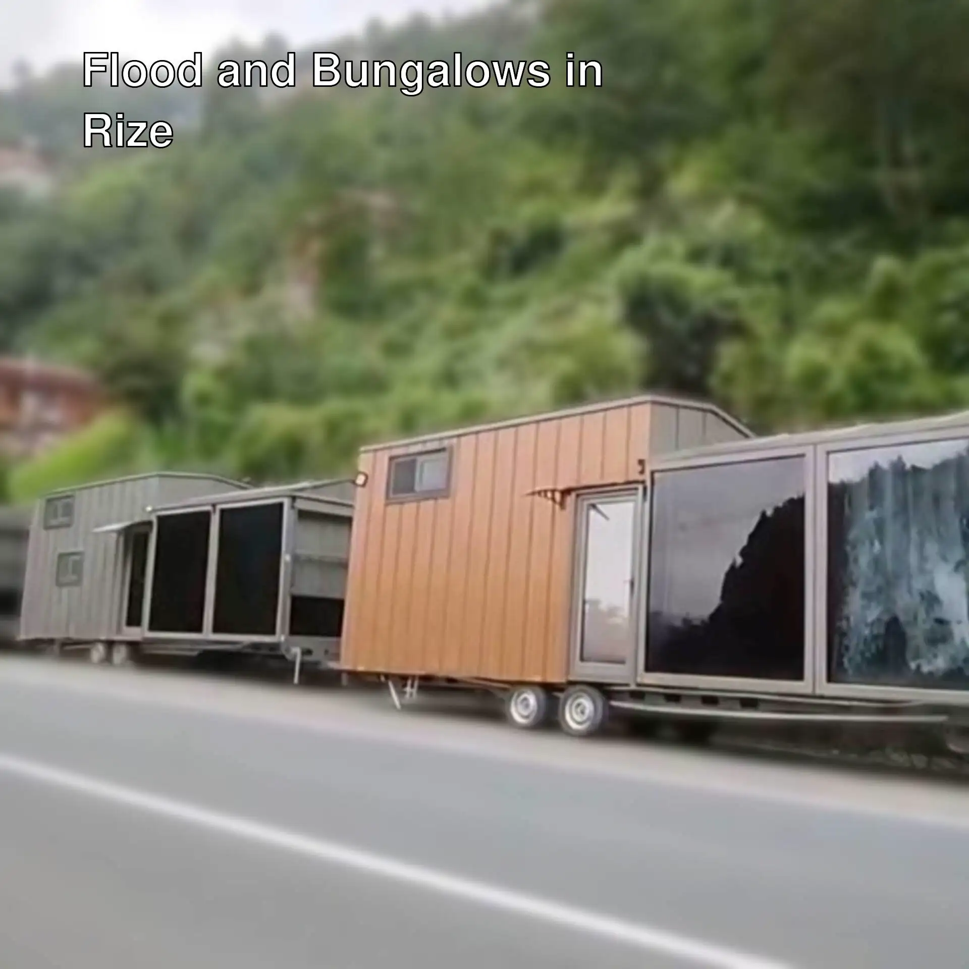 Bungalows being dismantled after the flood disaster in Rize.