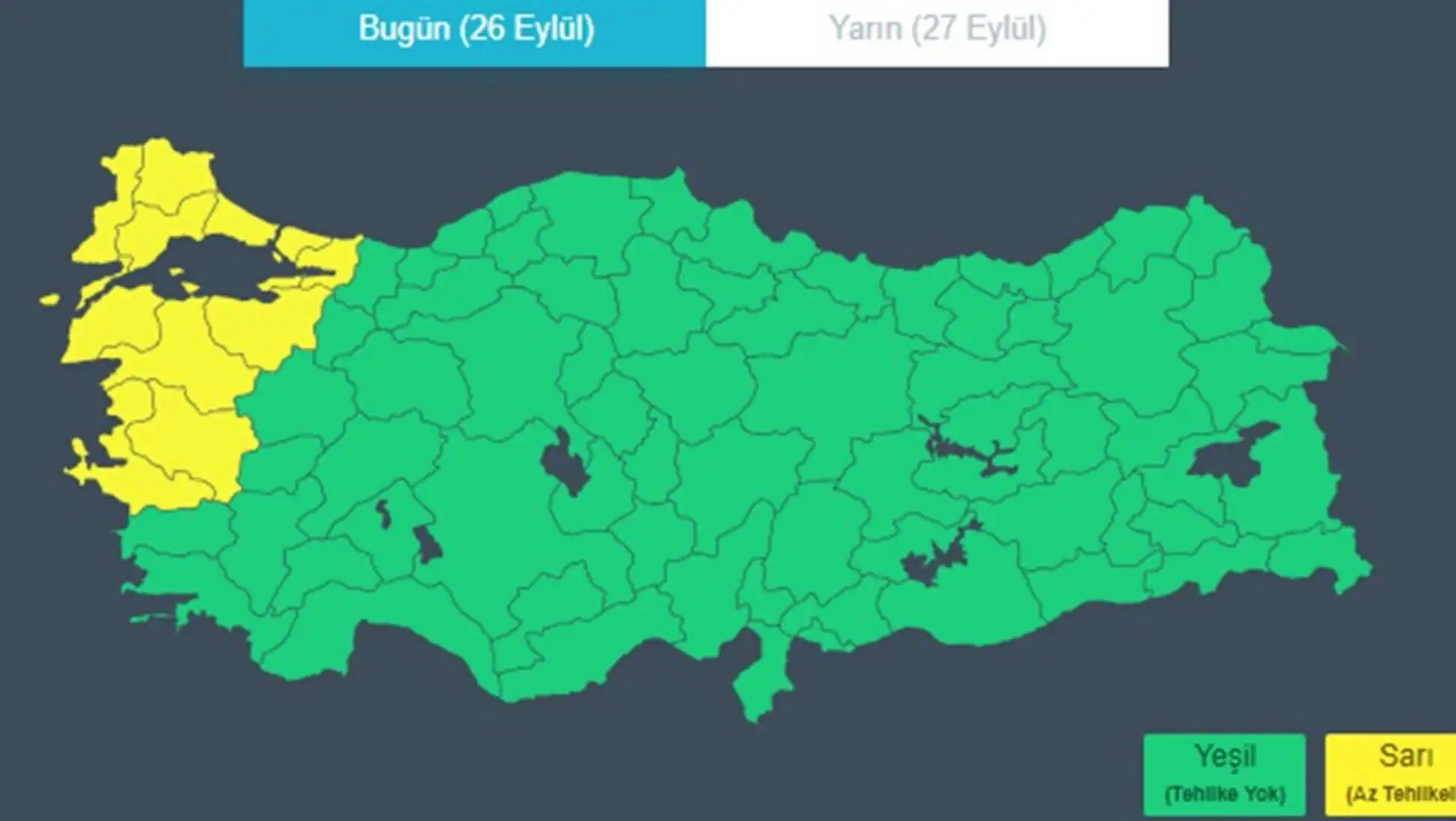 Weather map for storm warning. Turkey's weather forecast.