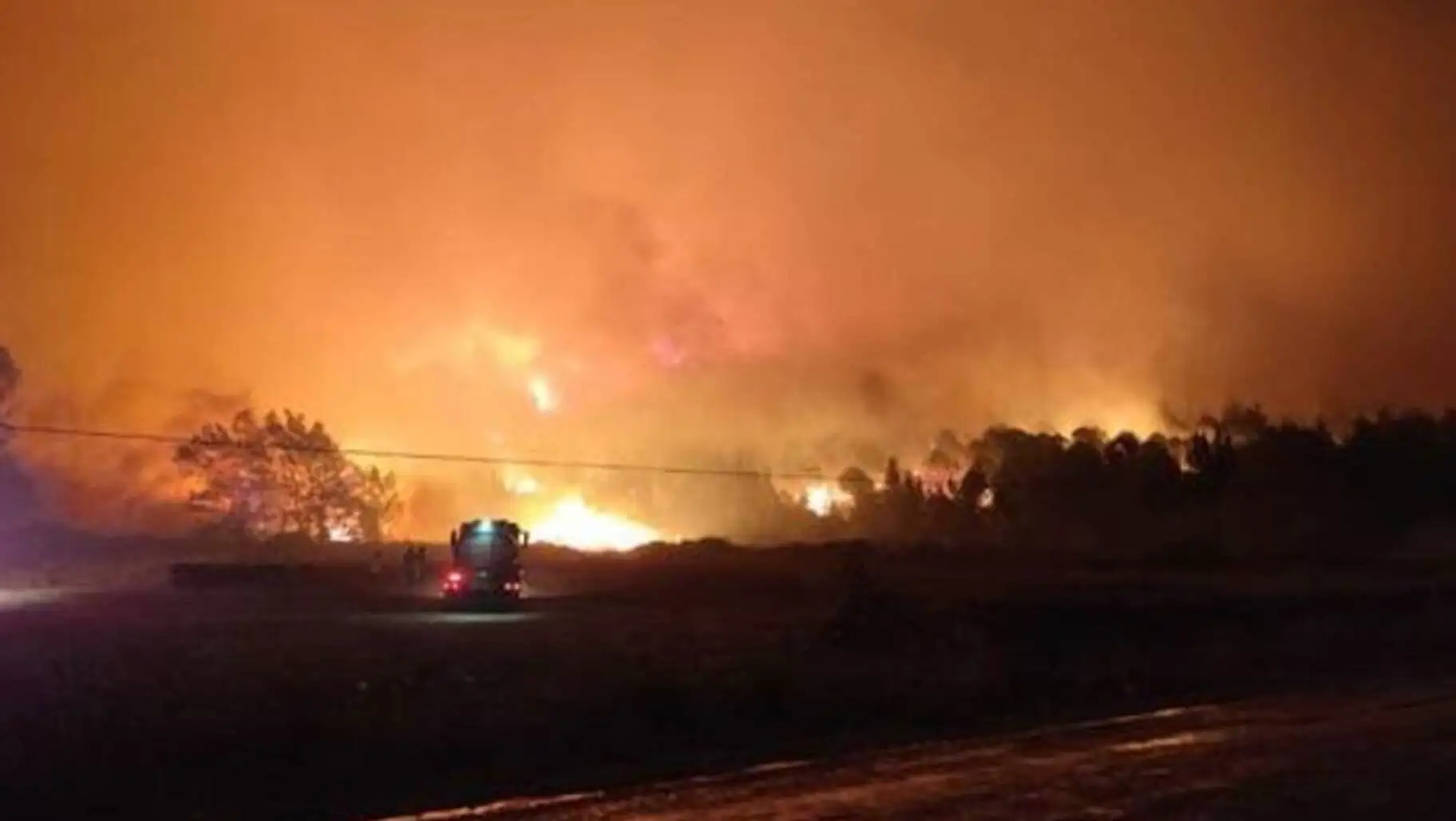 Flames during the forest fire in Bursa.