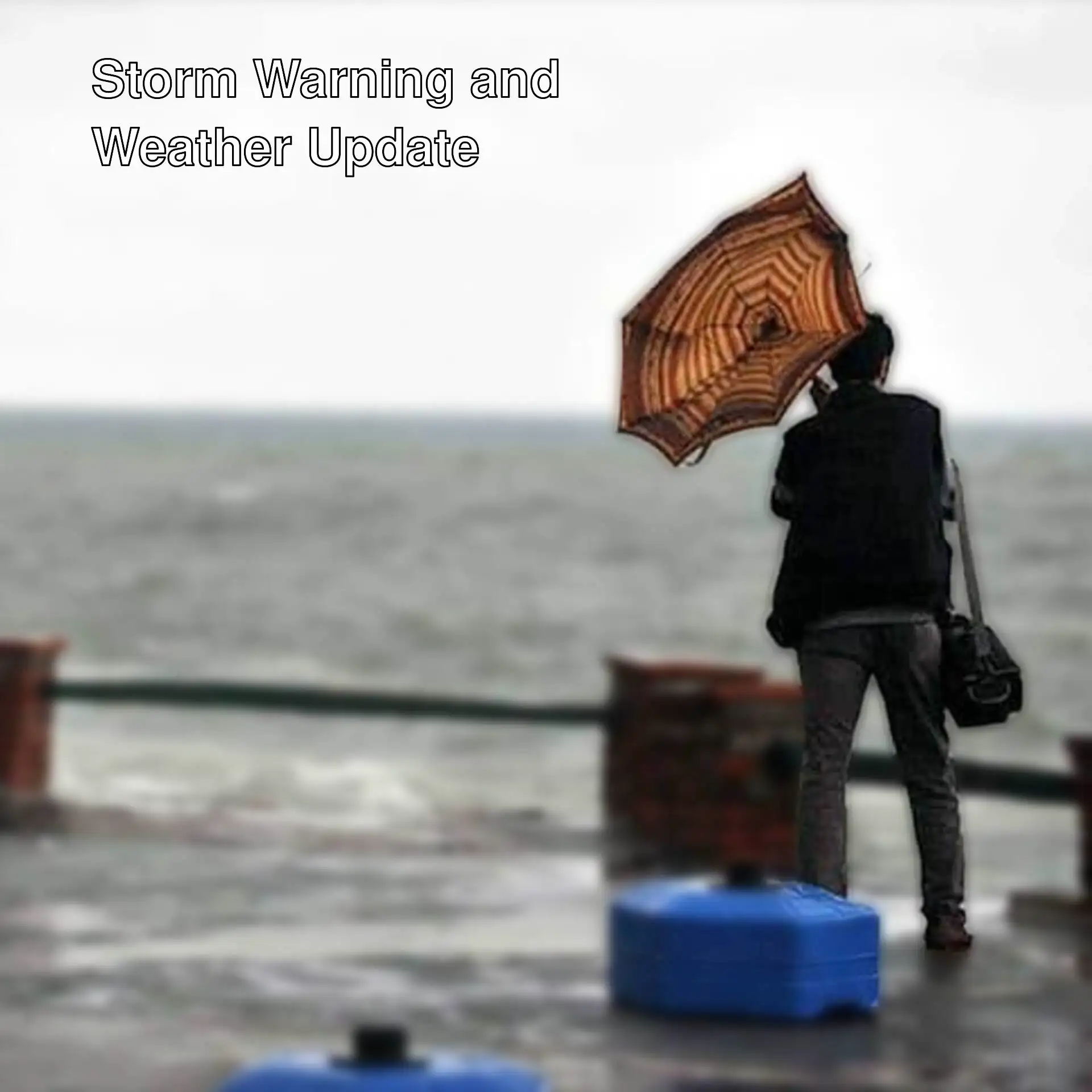 A person holding an umbrella by the water.